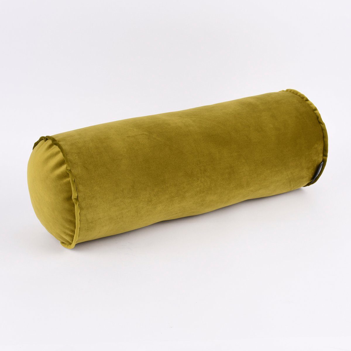 SCHÖNER LEBEN. Dekokissen Nackenrolle aus Samt mit Keder und Reißverschluss moosgrün 20x55cm