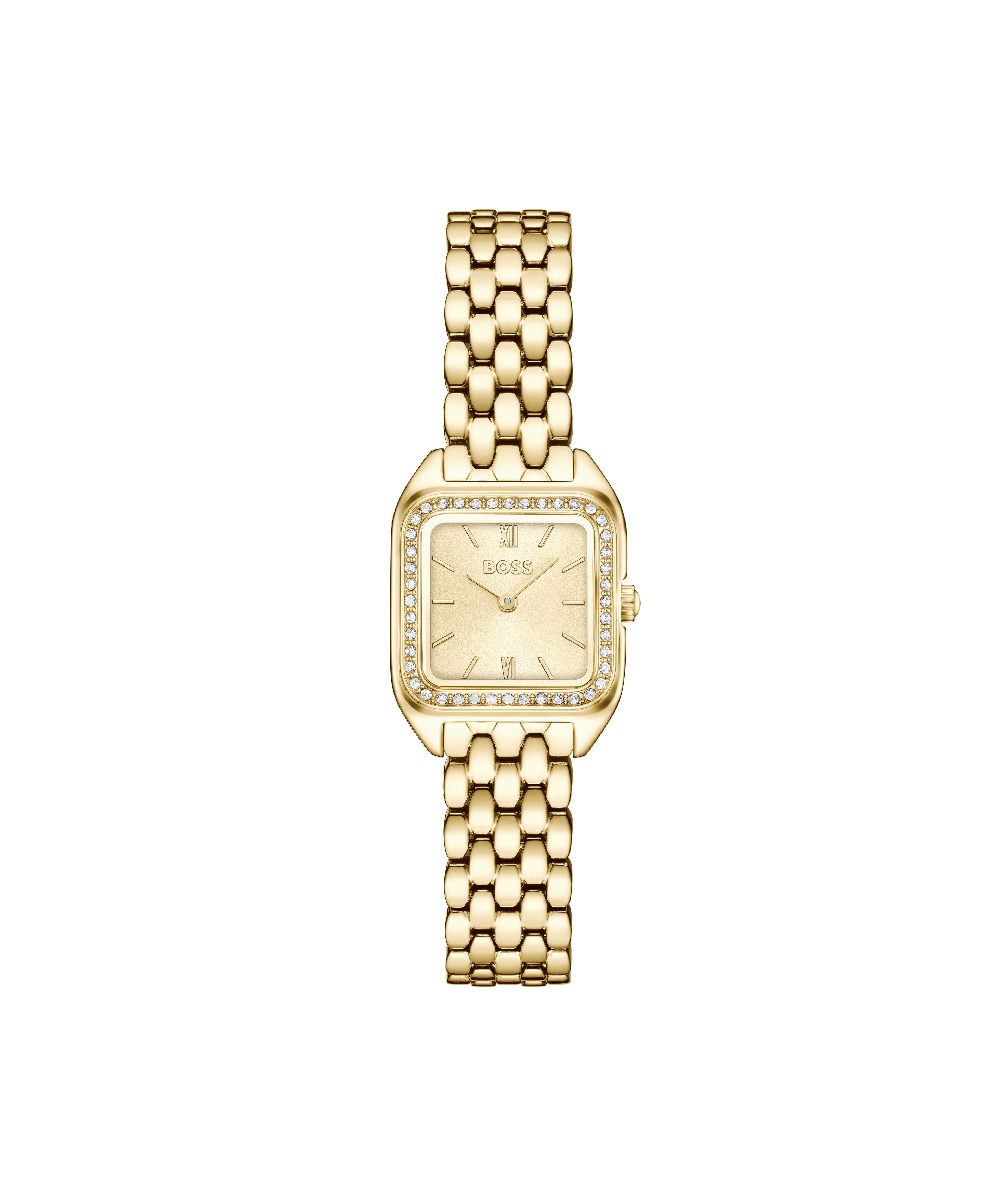 BOSS Quarzuhr MAE PETITE 1502883, Armbanduhr, Damenuhr, Edelstahlarmband, analog, Glaskristalle