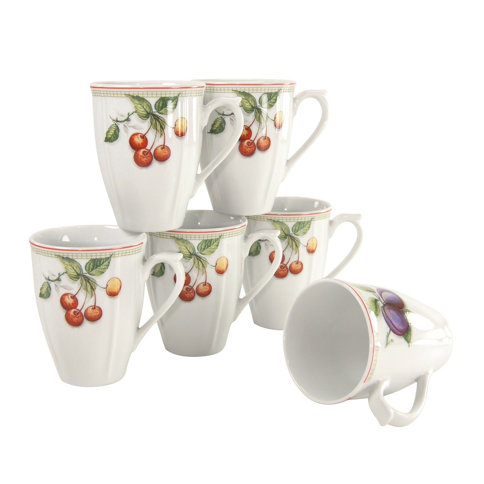 Set, CreaTable 6-teilig Kaffeebecher Tassen Becher Porzellan, Orchard, Flora