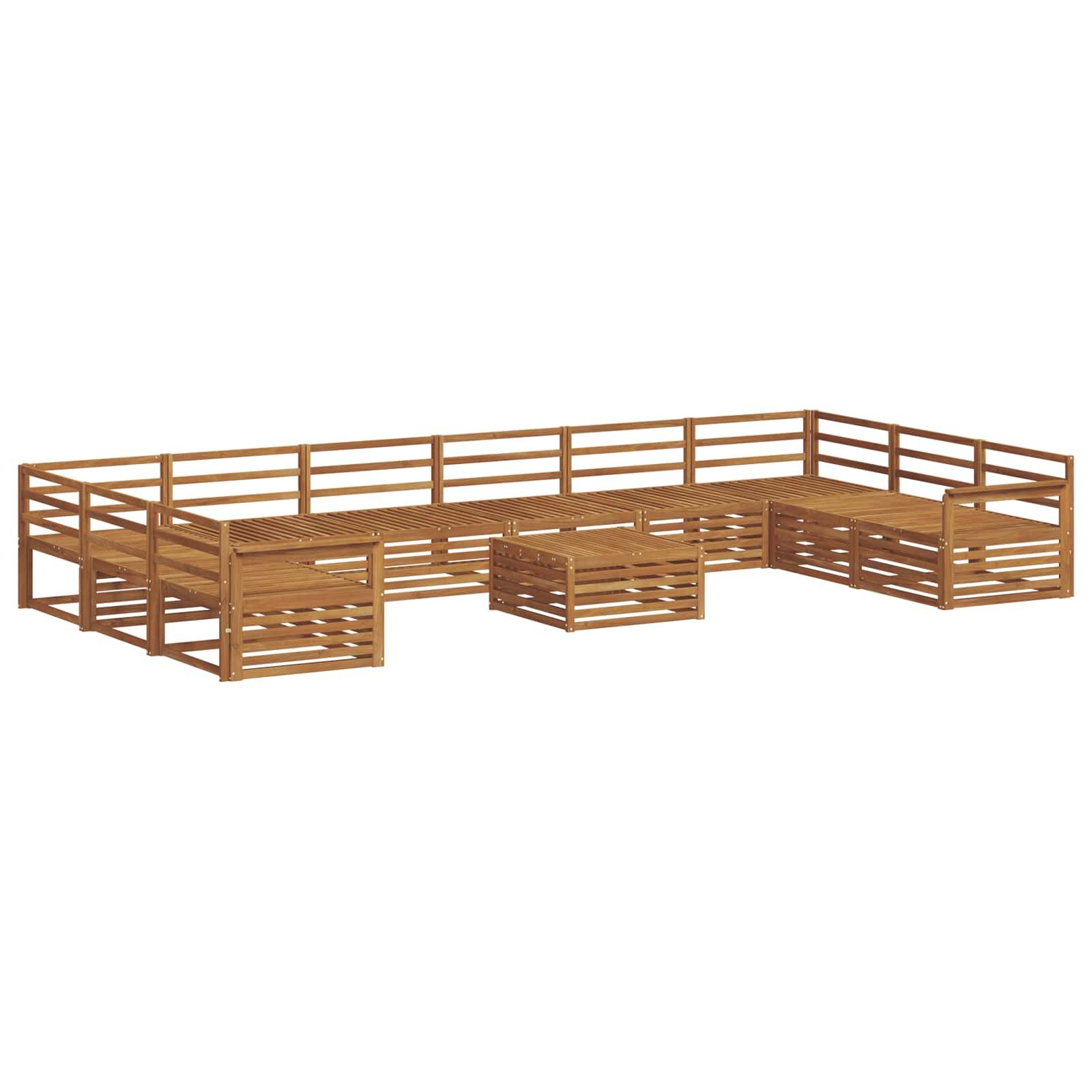 vidaXL Gartenlounge-Set Sofagarnituren 11 stk. Natur Massivholz, (11-tlg)