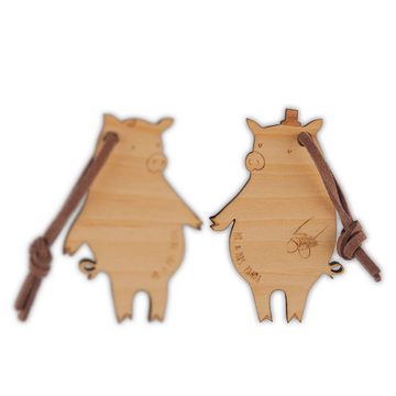Mr. & Mrs. Panda Schlüsselanhänger Schwein verliebt - Geschenk, Liebe, Jahrestag geschenk, Hochzeit, Ver (1-tlg), Liebevolles Design