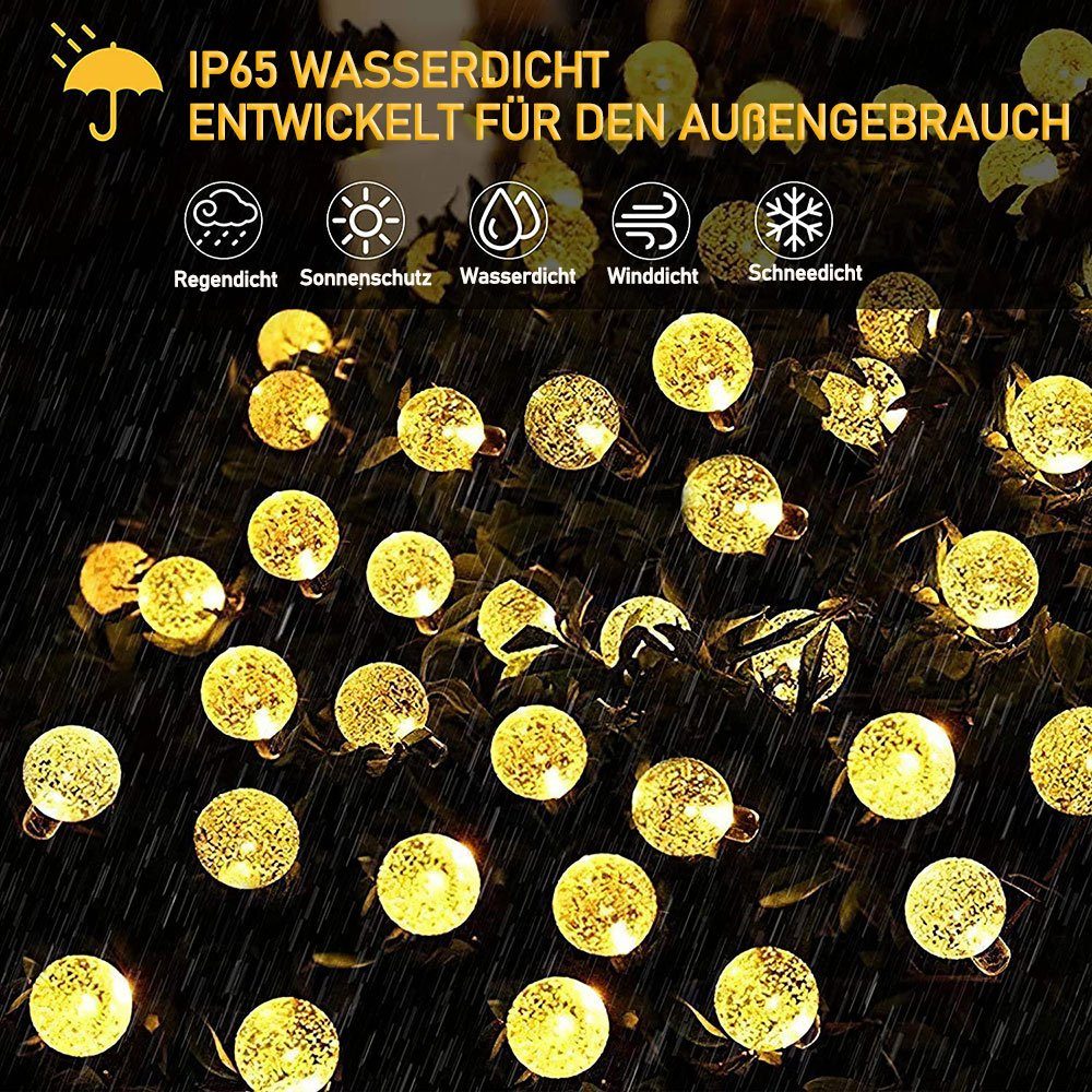 Party Rosnek Seifenblasen-Kristallkugel Warmweiß LED-Lichterkette Patio Garten Weihnachten, 5/9,5M,Solar,Wasserdichte,für