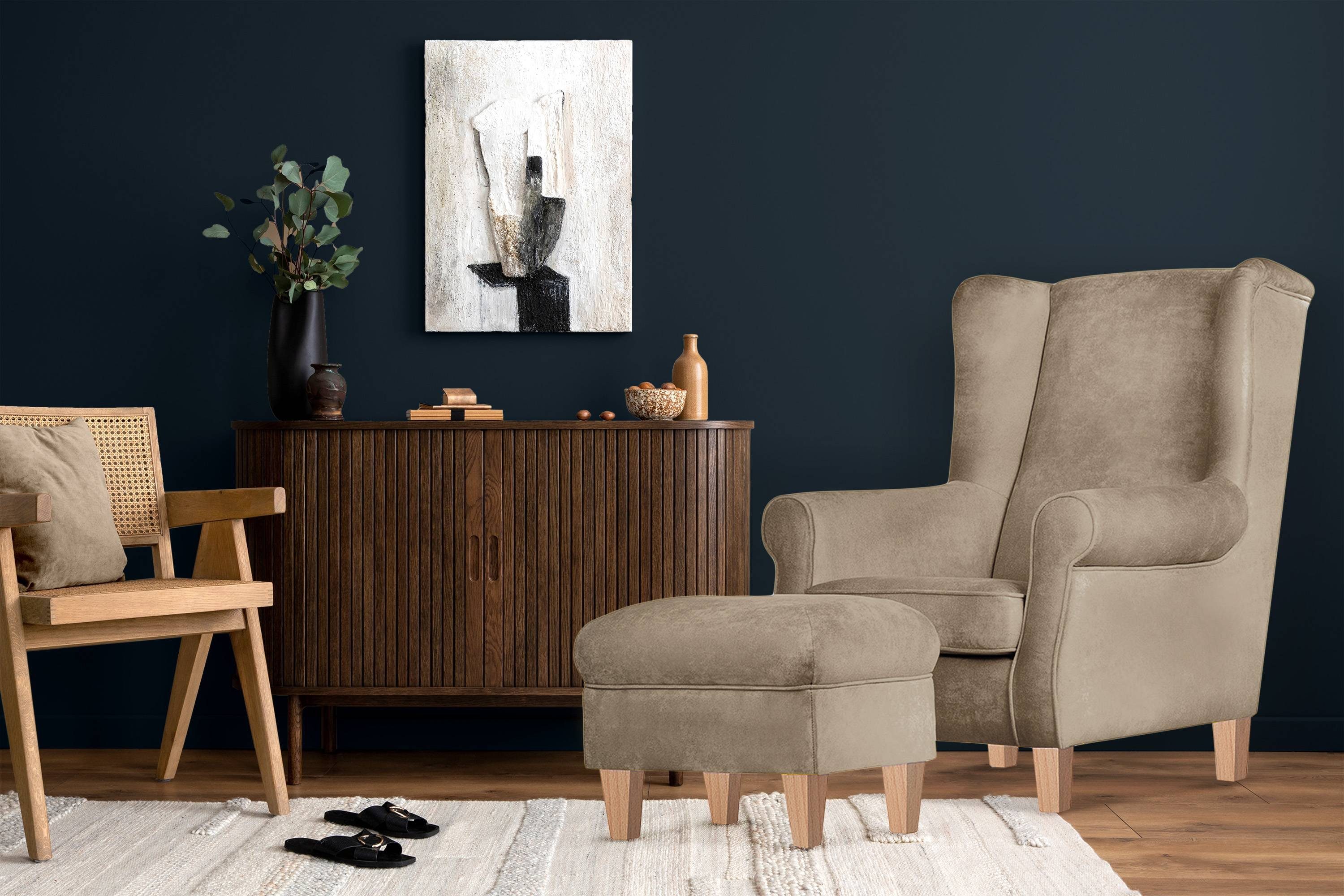 KONSIMO® Ohrensessel MILES Gepolsterter Sessel, mit günstig online kaufen