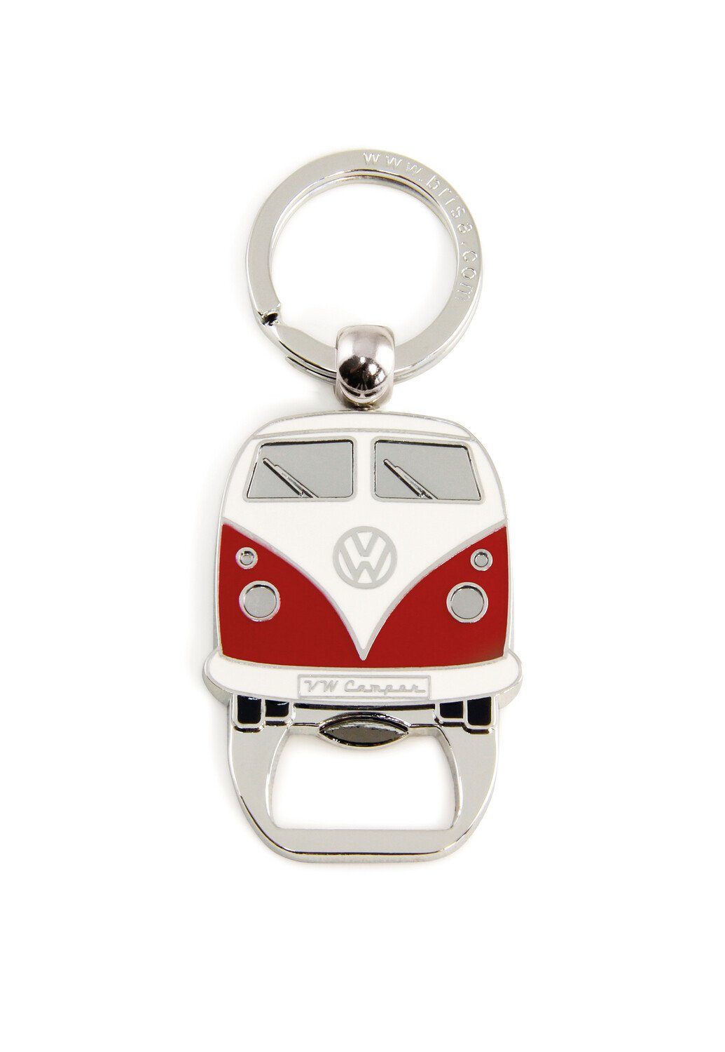 VW Collection by im Bulli Softemaille/Vernickelt Volkswagen Schlüsselanhänger T1 Flaschenöffner Bus Rot Design, mit Schlüsselring BRISA
