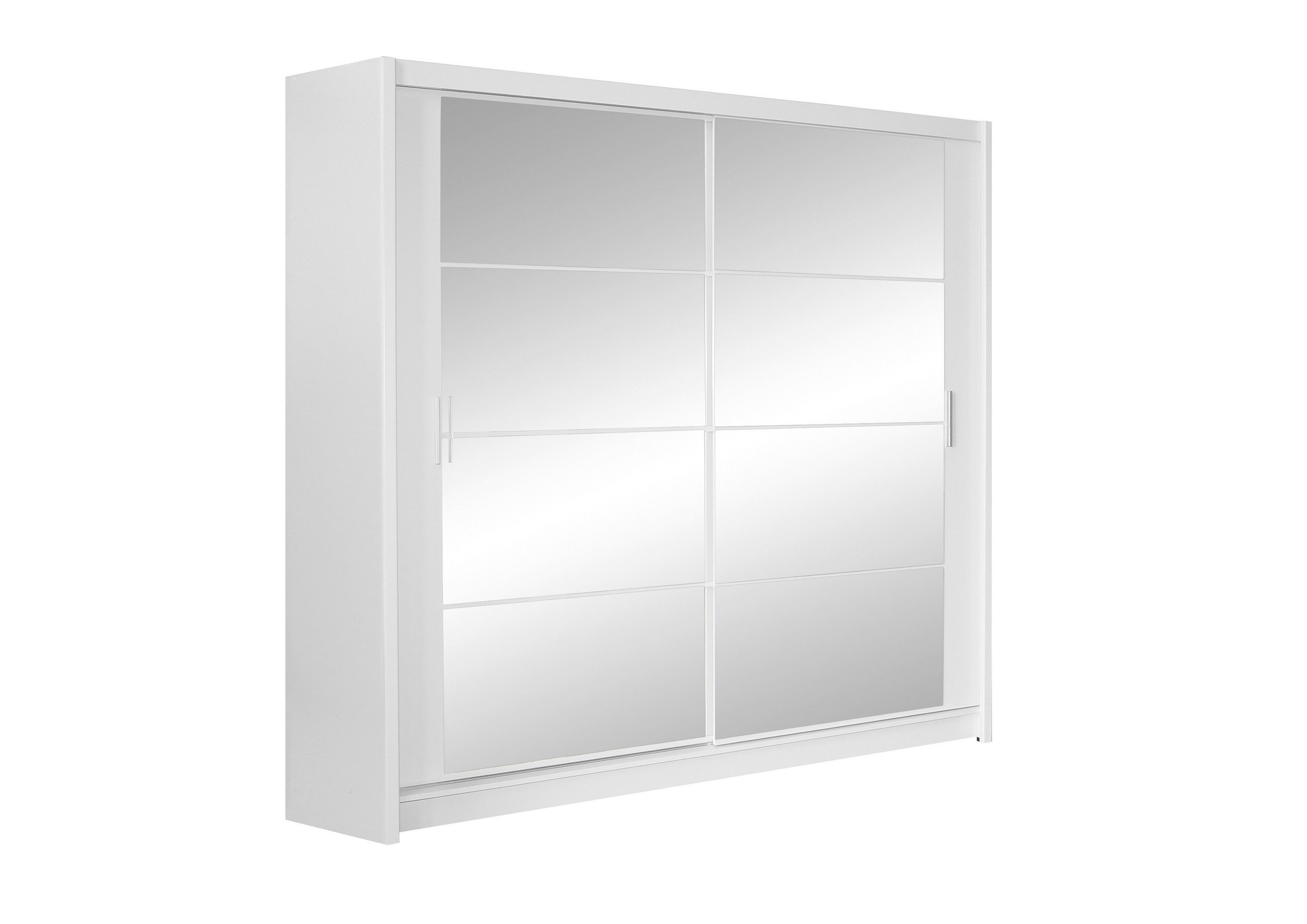 Masseno Schwebetürenschrank KAYN 160 cm Kleiderschrank mit Spiegel 2 Türen Weiß