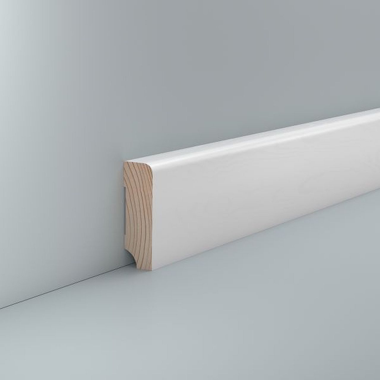 Südbrock Sockelleiste Sockelleiste weiß Holz 19 x 60 mm Kiefer lackiert RAL 9016 Fußleiste, L: 250 cm, H: 6 cm, 1-St.