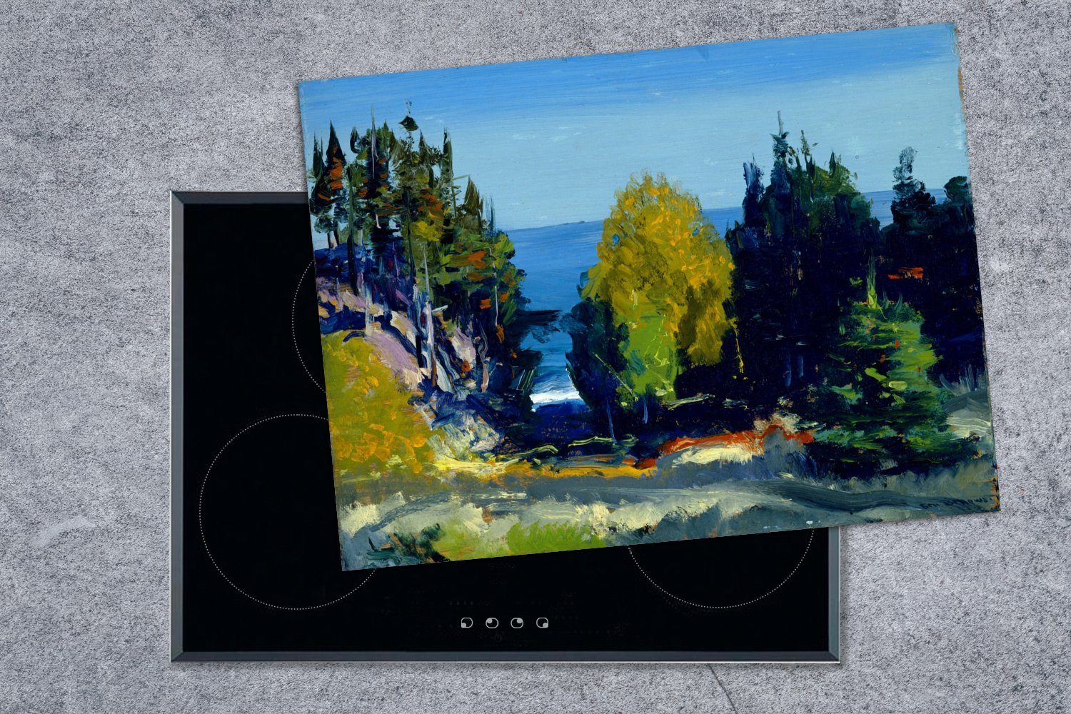 Vinyl, Bellows, von Monhegan Wesley - tlg), Gemälde Ceranfeldabdeckung (1 George cm, nutzbar, 70x52 Herdblende-/Abdeckplatte Mobile Wald, MuchoWow Arbeitsfläche