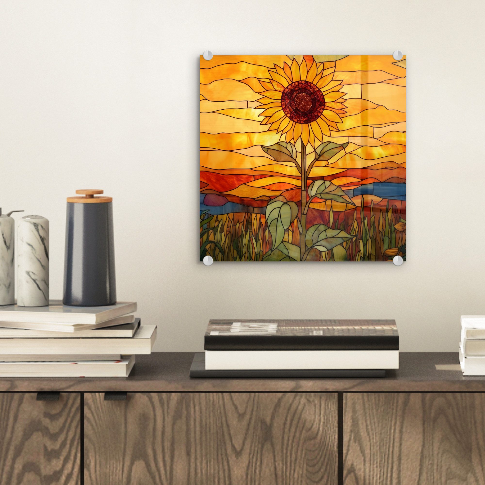 MuchoWow Acrylglasbild Sonnenblume - Mosaik - günstig online kaufen