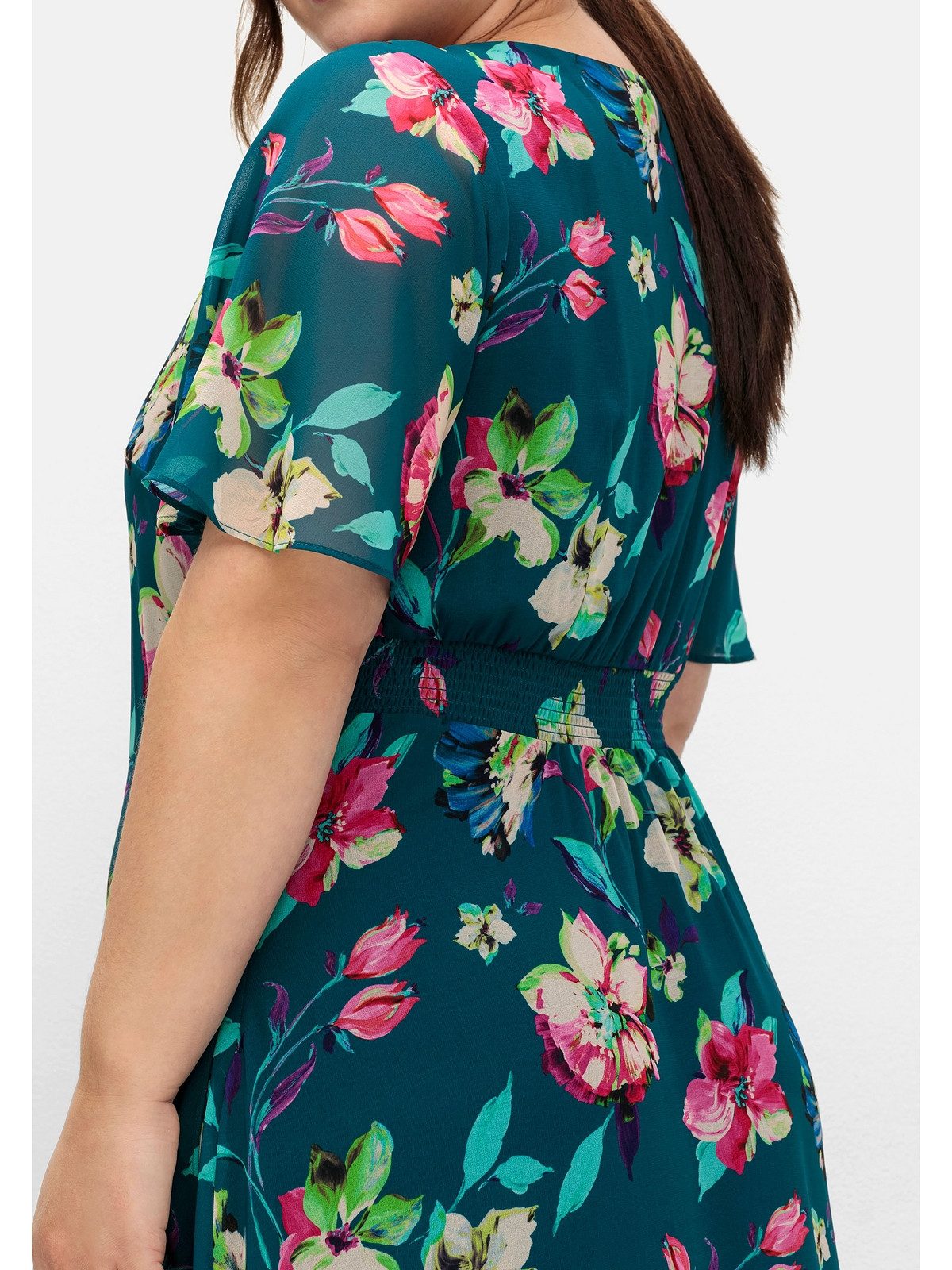 Sheego Abendkleid Große Größen mit Blumenprint, blickdicht gefüttert