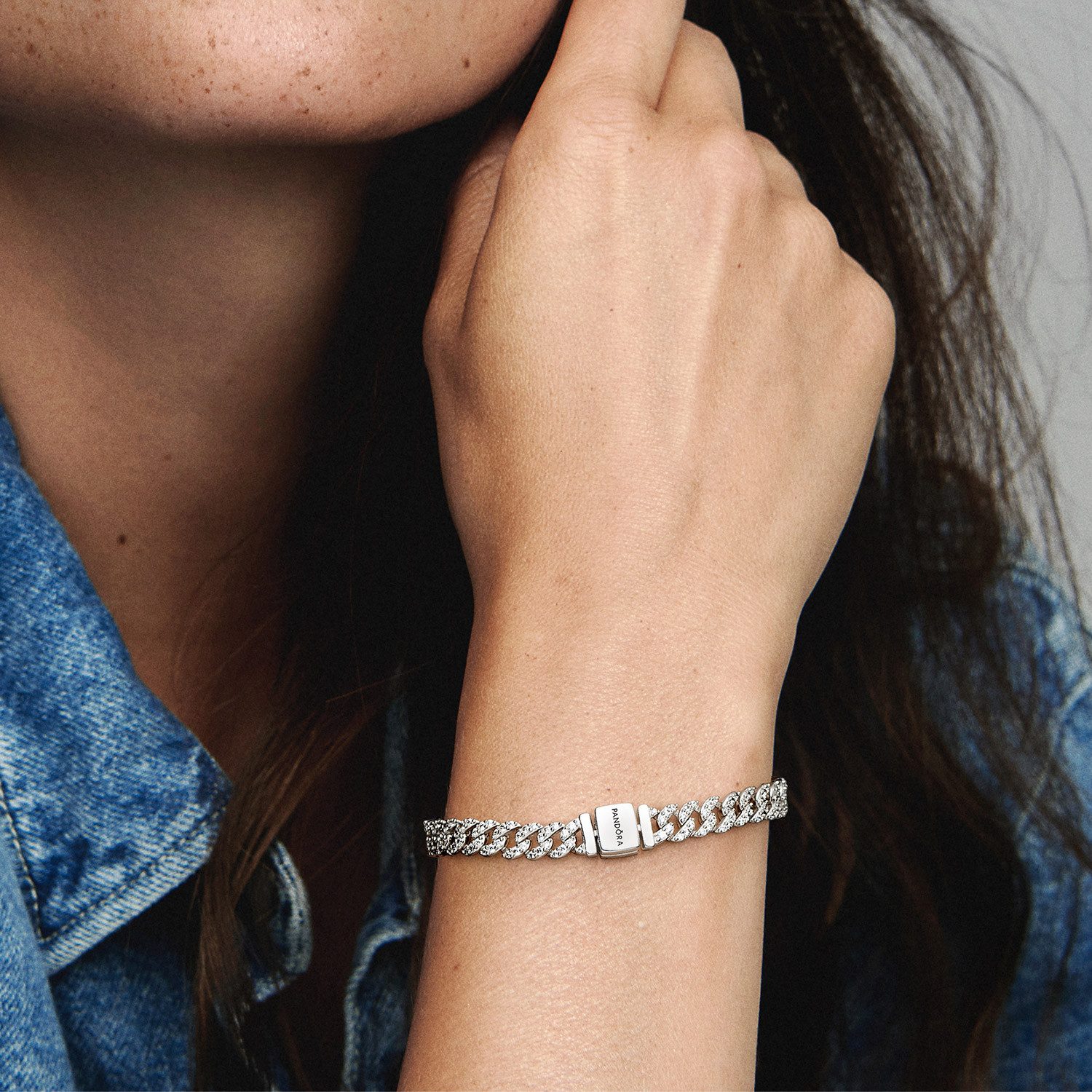 Pandora Silberarmband Damen-Silber Zeitloses Pavé