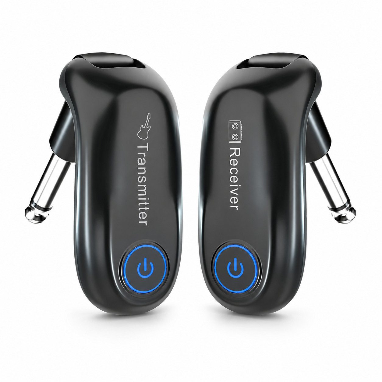 Tekoo Drahtloses Gitarren-Funksystem für E-Gitarre & Bass, Sender Empfänger Audio-Adapter 6,35 mm Klinkenstecker (mono) zu 6,35 mm Klinkenkupplung, 3,5 mm Klinkenkupplung, 270° drehbarer Stecker, 30m stabile Reichweite, ultra-niedrige Latenz