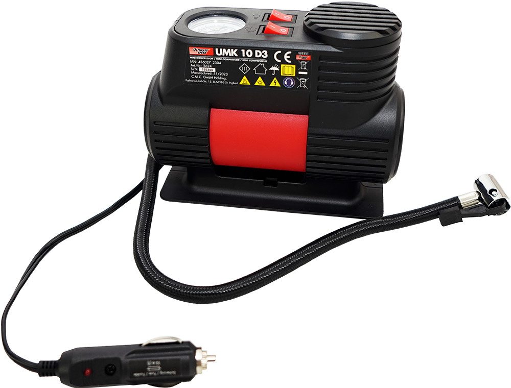 Kompressor Mini 12V Luft UMK 10 für Auto Fahrrad Boot Kfz