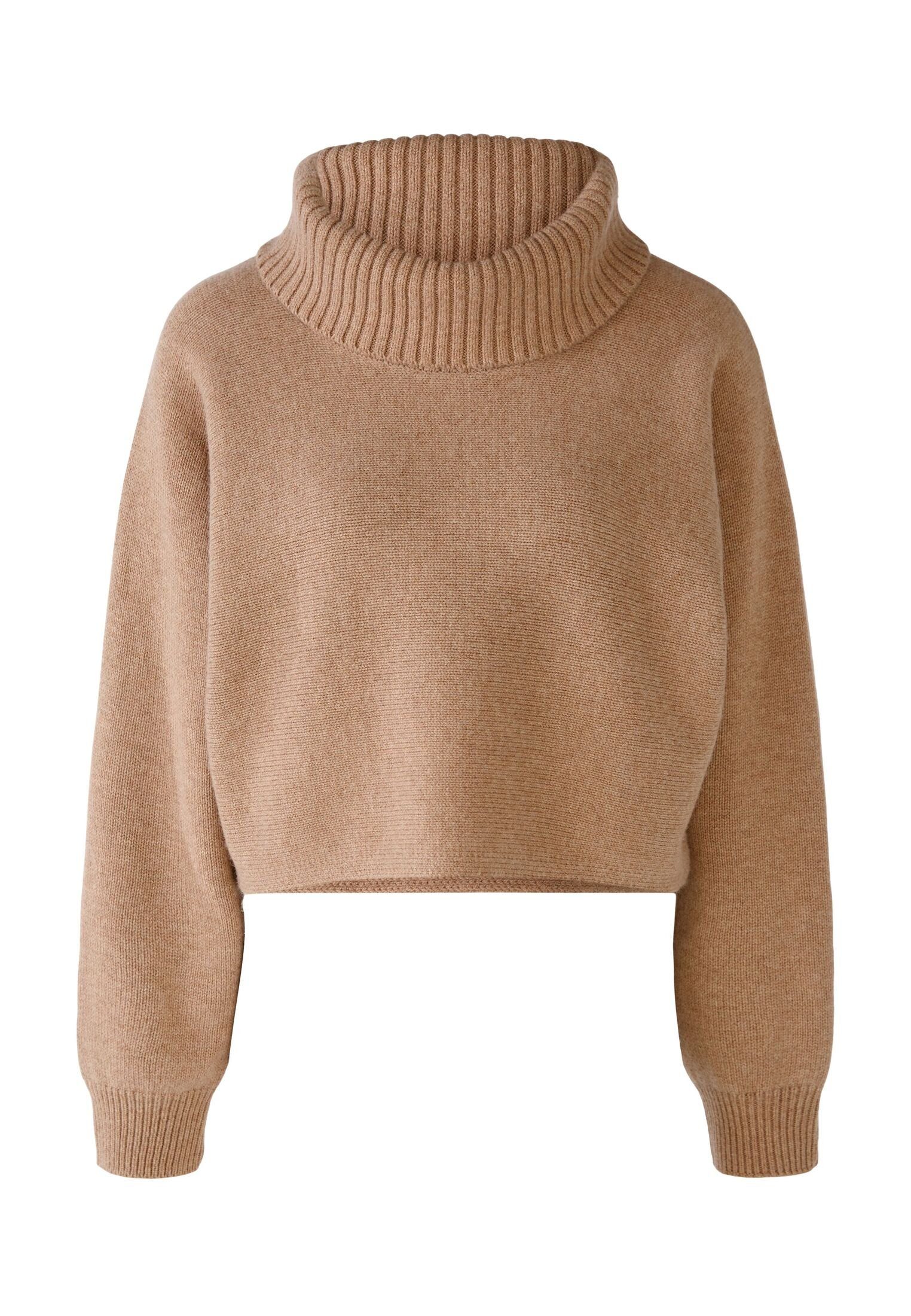 Wollmischung camel Pullover Oui Strickpullover