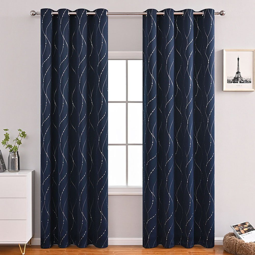 FELIXLEO Ösen 2er Set, Verdunkelungsgardinen blau100*200cm Navy Blickdichte mit Gardine