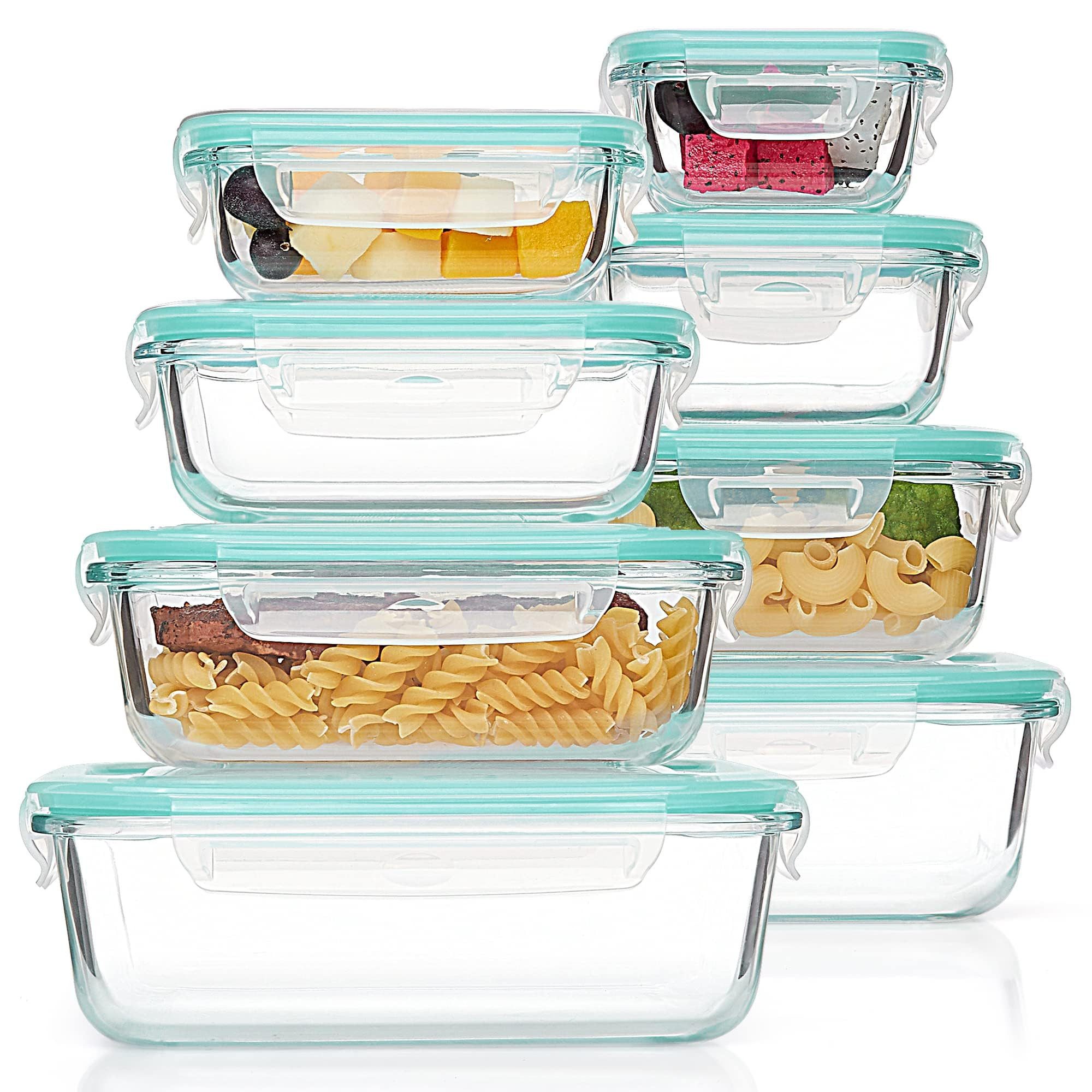 SURFOU Frischhaltedose 8-teiliges Glasbehälter-Set mit Deckel Frischhaltedosen Set, Glas, (Vorratsdosen-Set aus Glas, Geschirrset, Meal Prep Gläser, Meal Prep Boxen, Vorratsdosen mit Deckel Luftdicht, Mikrowellengeschirr Glasdosen mit Deckel Set – Stapelb