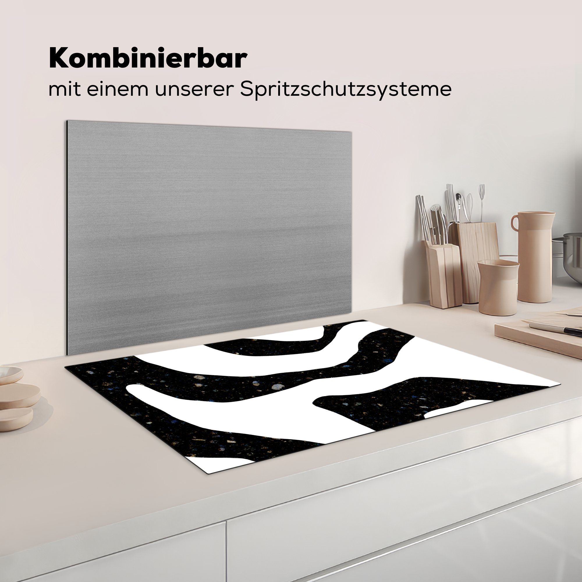 für die - cm, Herdblende-/Abdeckplatte Minimalismus küche, MuchoWow 81x52 Schutz Ceranfeldabdeckung tlg), (1 Vinyl, Design, Induktionskochfeld Abstrakt -