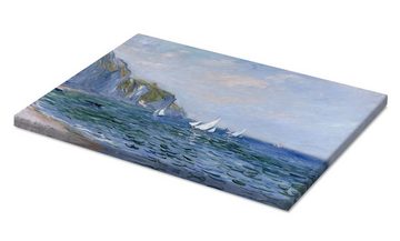 Posterlounge Leinwandbild Claude Monet, Felsen und Segelboote in Pourville, Badezimmer Maritim Malerei