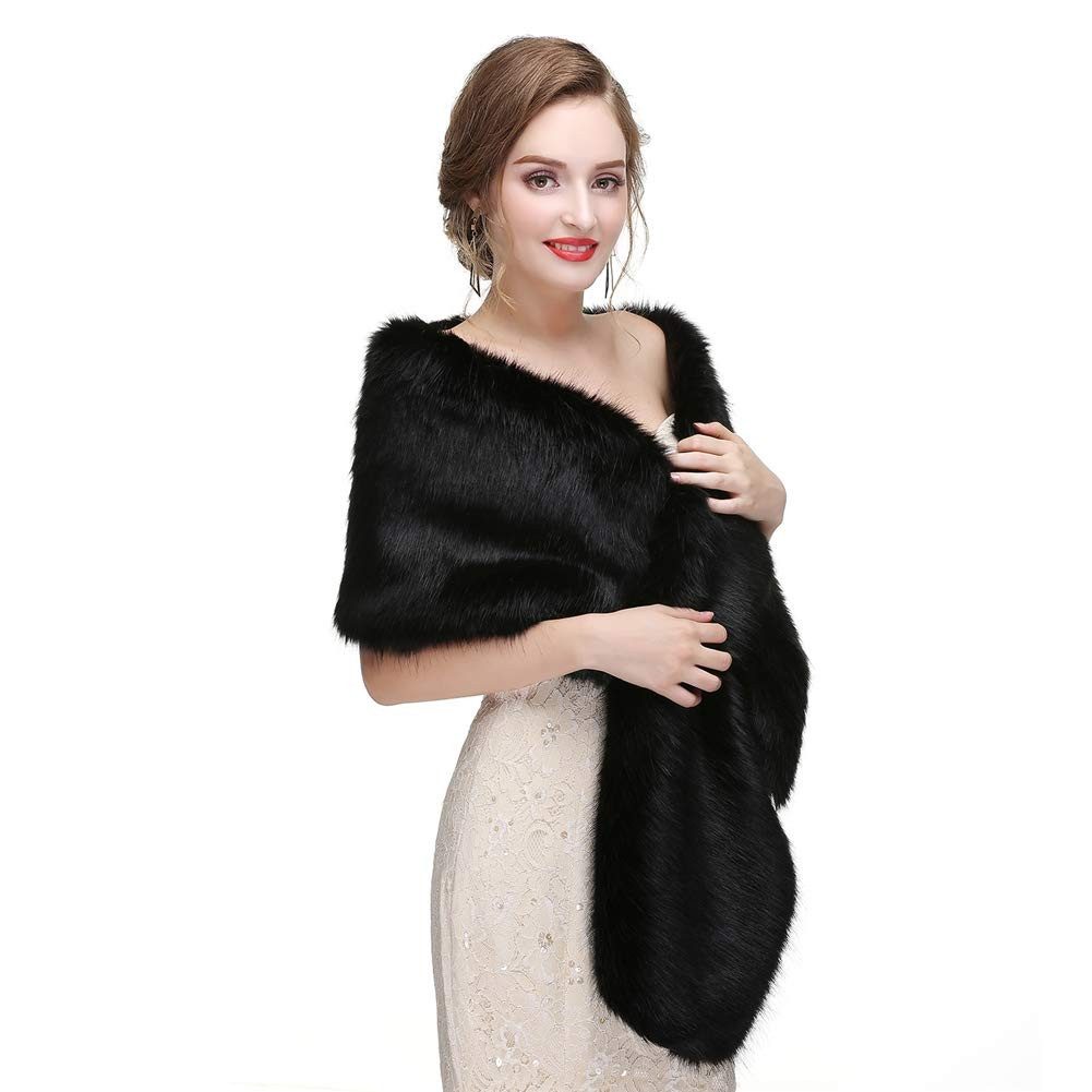 Cachito Modeschal Damen Brautjacke Brautstola Kunstfell Braut Stola Abendstola, (1-St), Hochzeitstuch Pelzimitat für Abendparty Hochzeitstuch – Bild 2 von 5