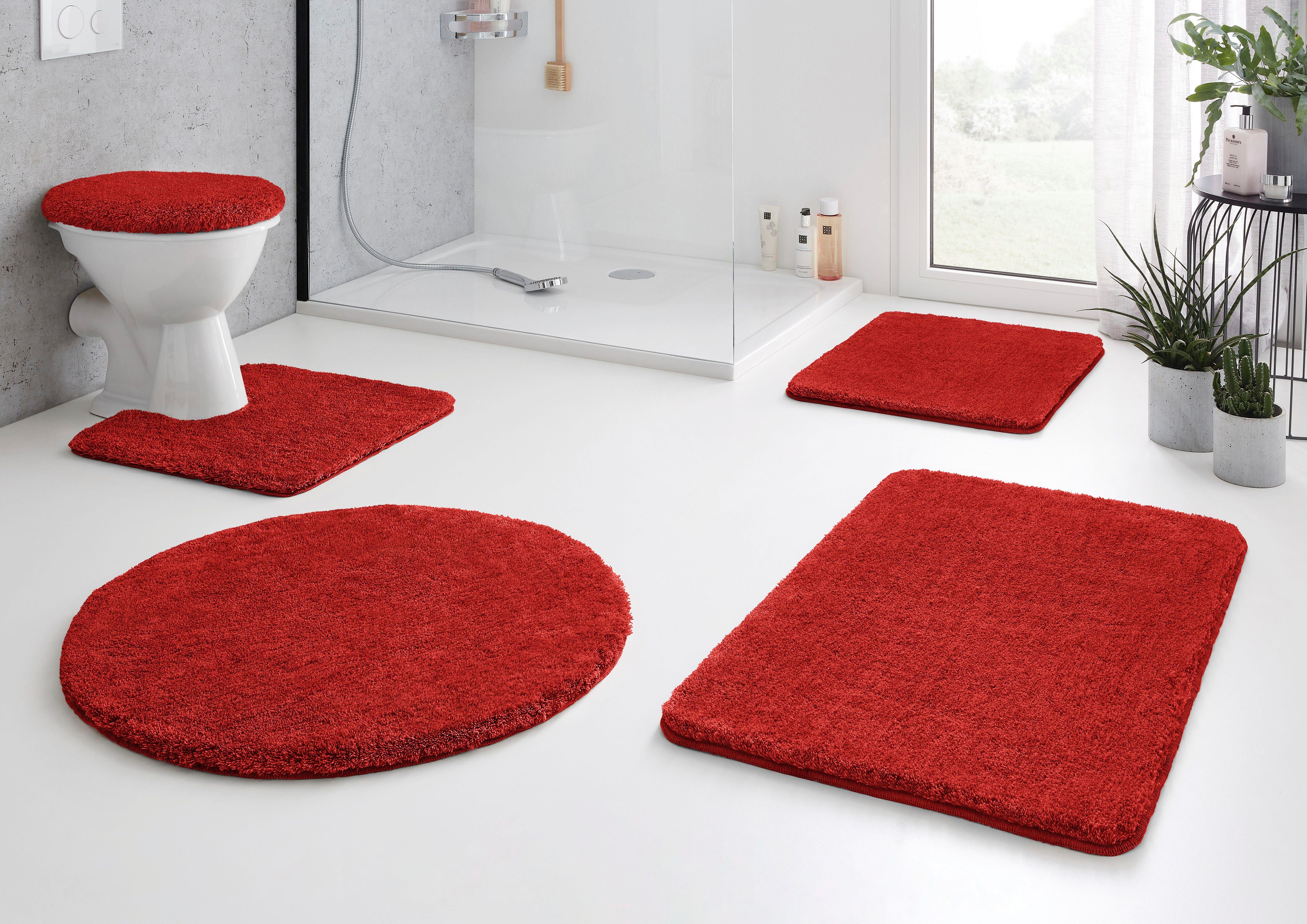 Kleine Wolke Badematte RELAX, Badvorleger, Badezimmer Teppich, Höhe 30 mm, rutschhemmend beschichtet, fußbodenheizungsgeeignet, Polyacryl, WC-Deckelbezug, WC-Deckelbezug, Badteppich, meliert, rechteckig, rund & als Set erhältlich