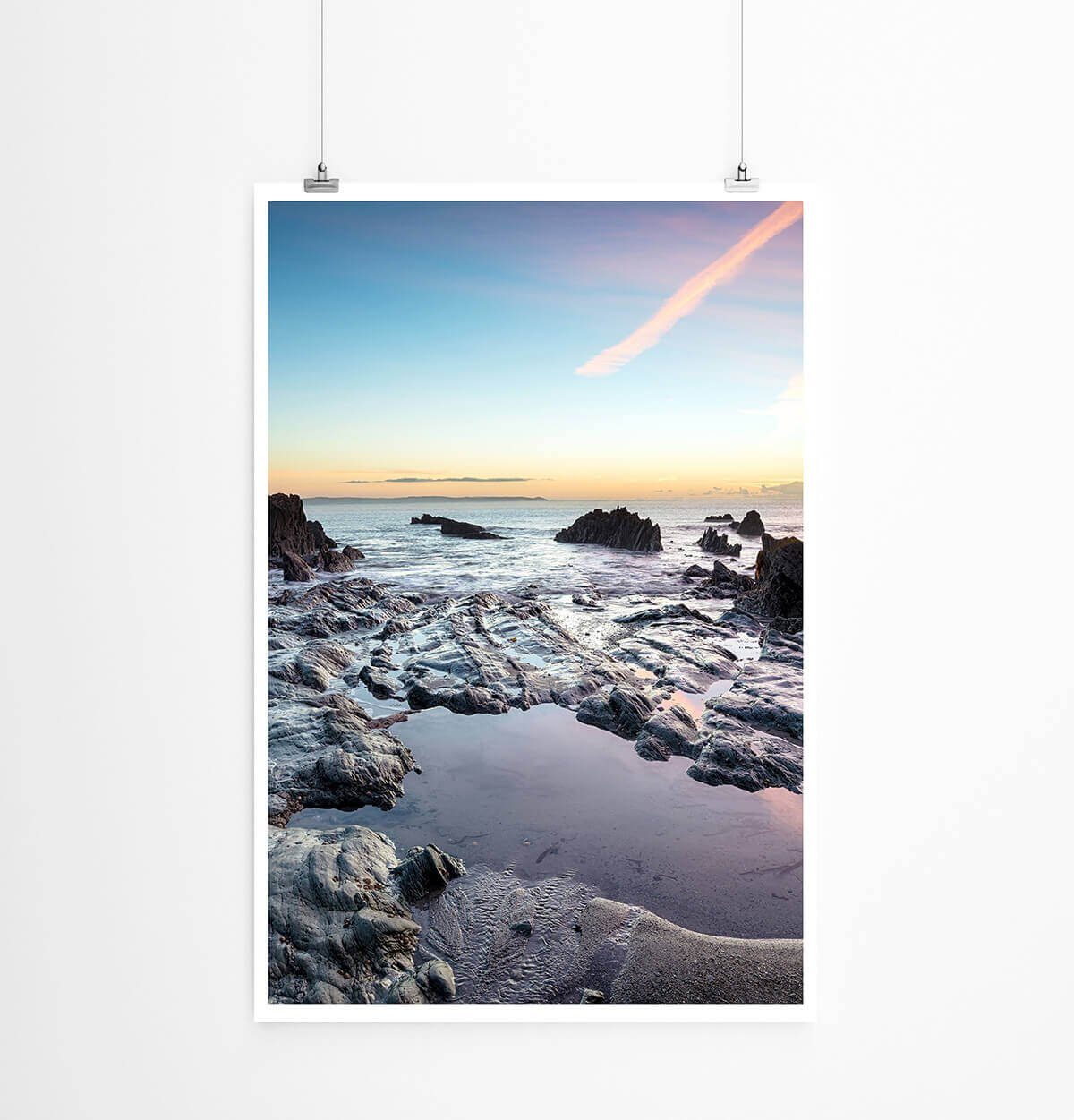 Sinus Art Poster Landschaftsfotografie 60x90cm Poster Felsen am Strand Cornwall UK