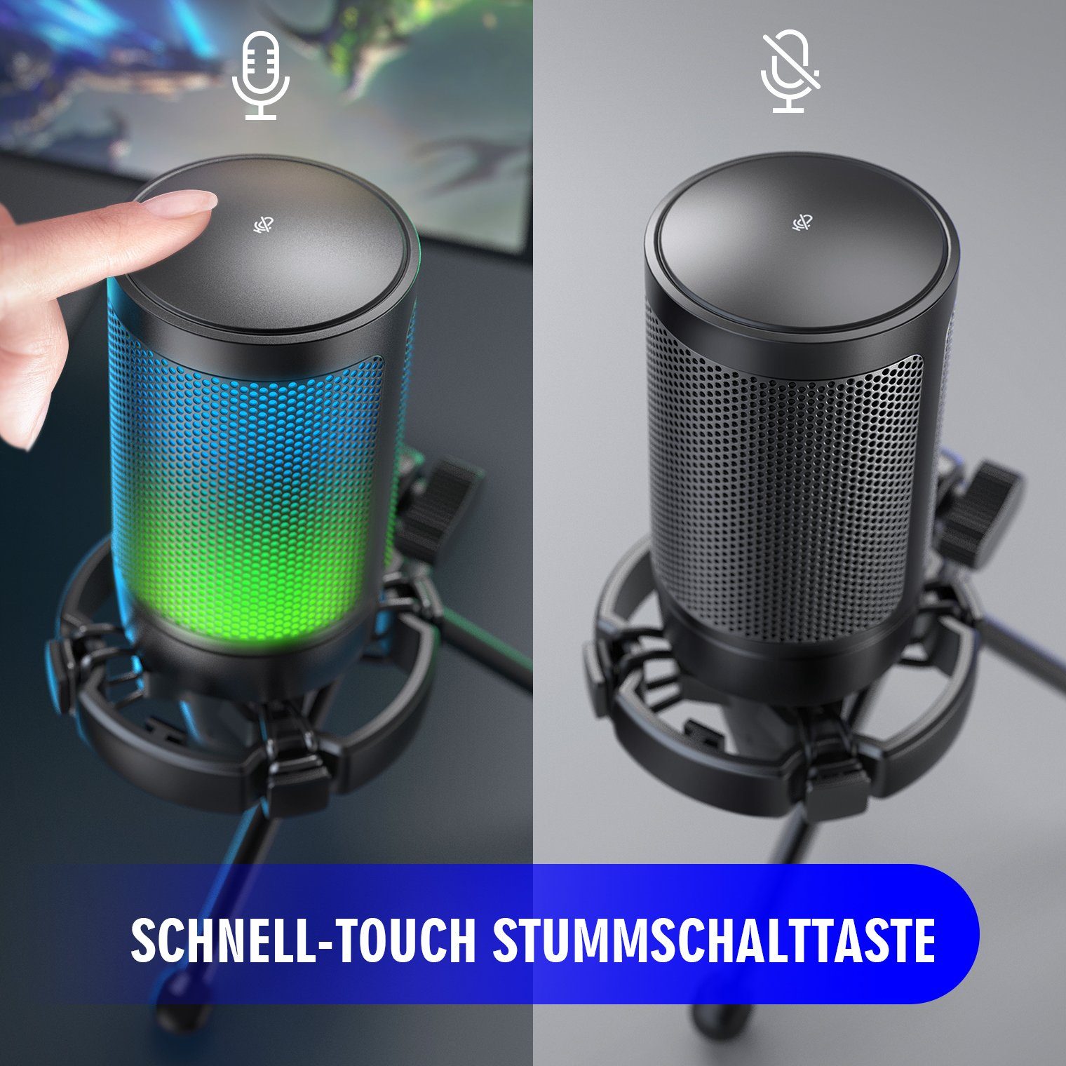FIFINE Streaming-Mikrofon USB Mikrofon Streaming RGB Kondensator Mikrofon Gaming