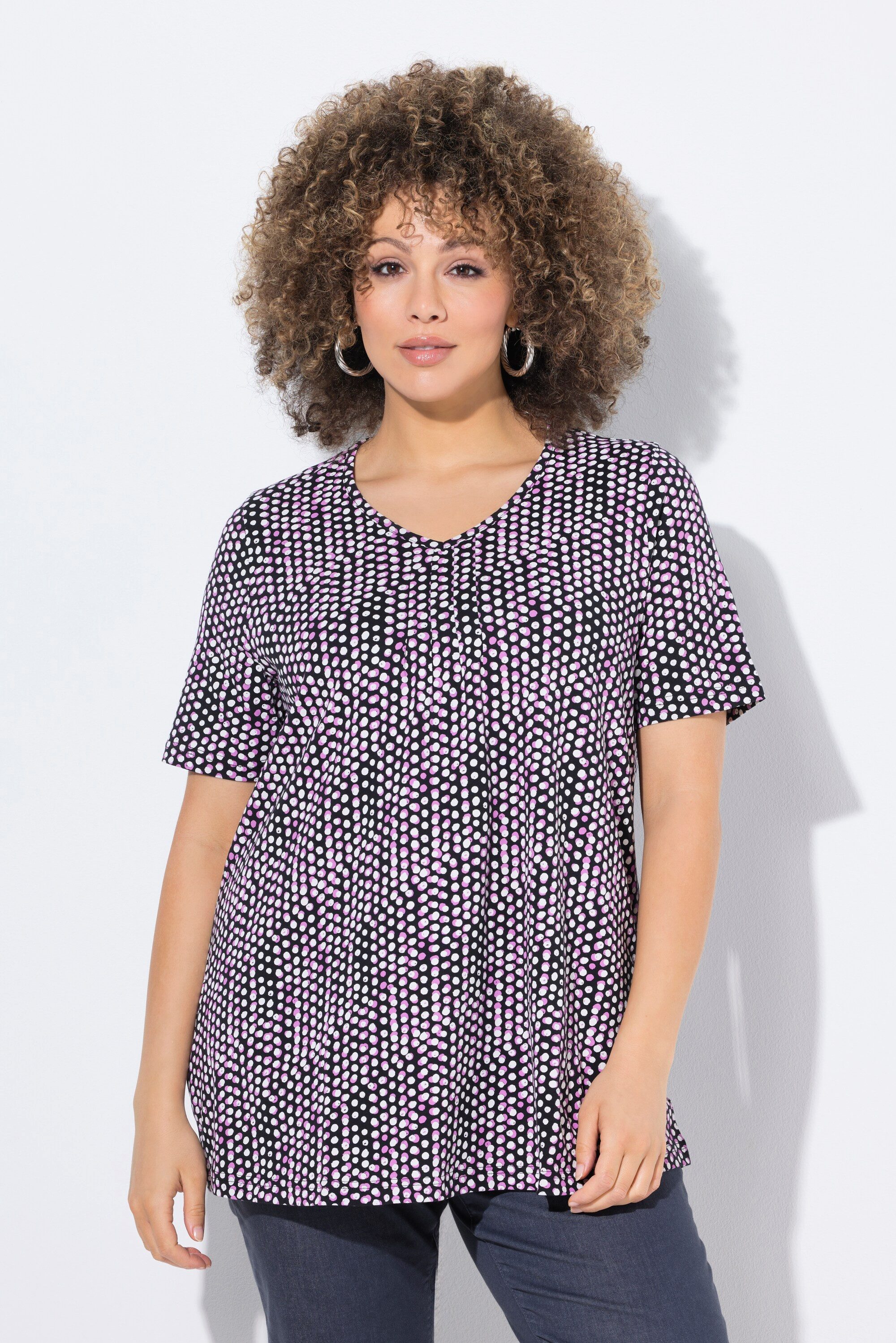Ulla Popken T-Shirt T-Shirt Zierfalten A-Linie günstig online kaufen