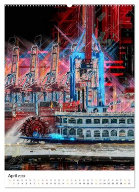 CALVENDO Wandkalender Hamburg bunte Stadt (Premium, hochwertiger DIN A2 Wandkalender 2023, Kunstdruck in Hochglanz)