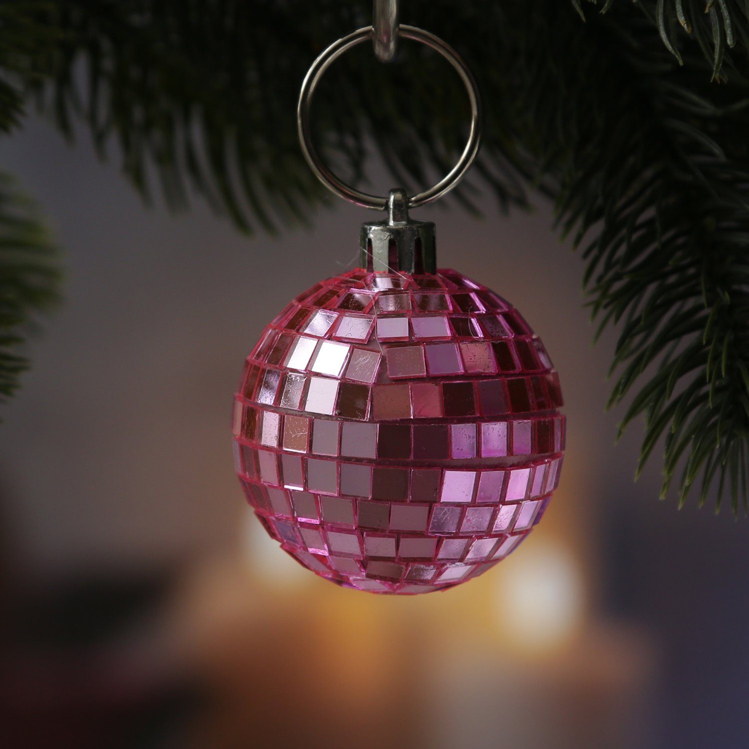 MARELIDA Christbaumschmuck Weihnachtsbaumschmuck Discokugel Spiegelkugel Baumkugel 5cm rosa 12St.