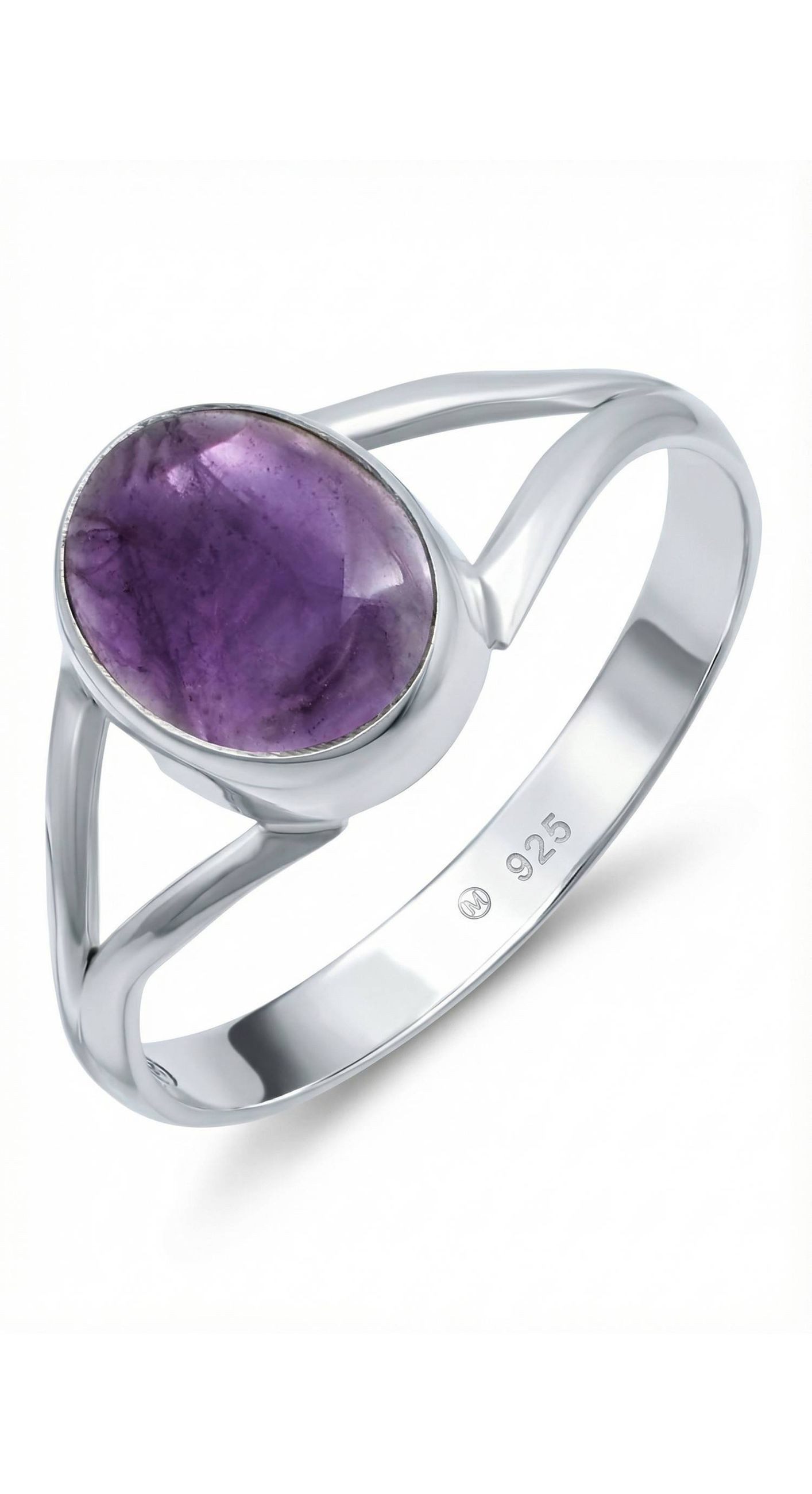 mantraroma Silberring HARDIN aus 925 Silber mit Amethyst (Ring mit Schmuckbeutel), Damenring aus 925er Silber