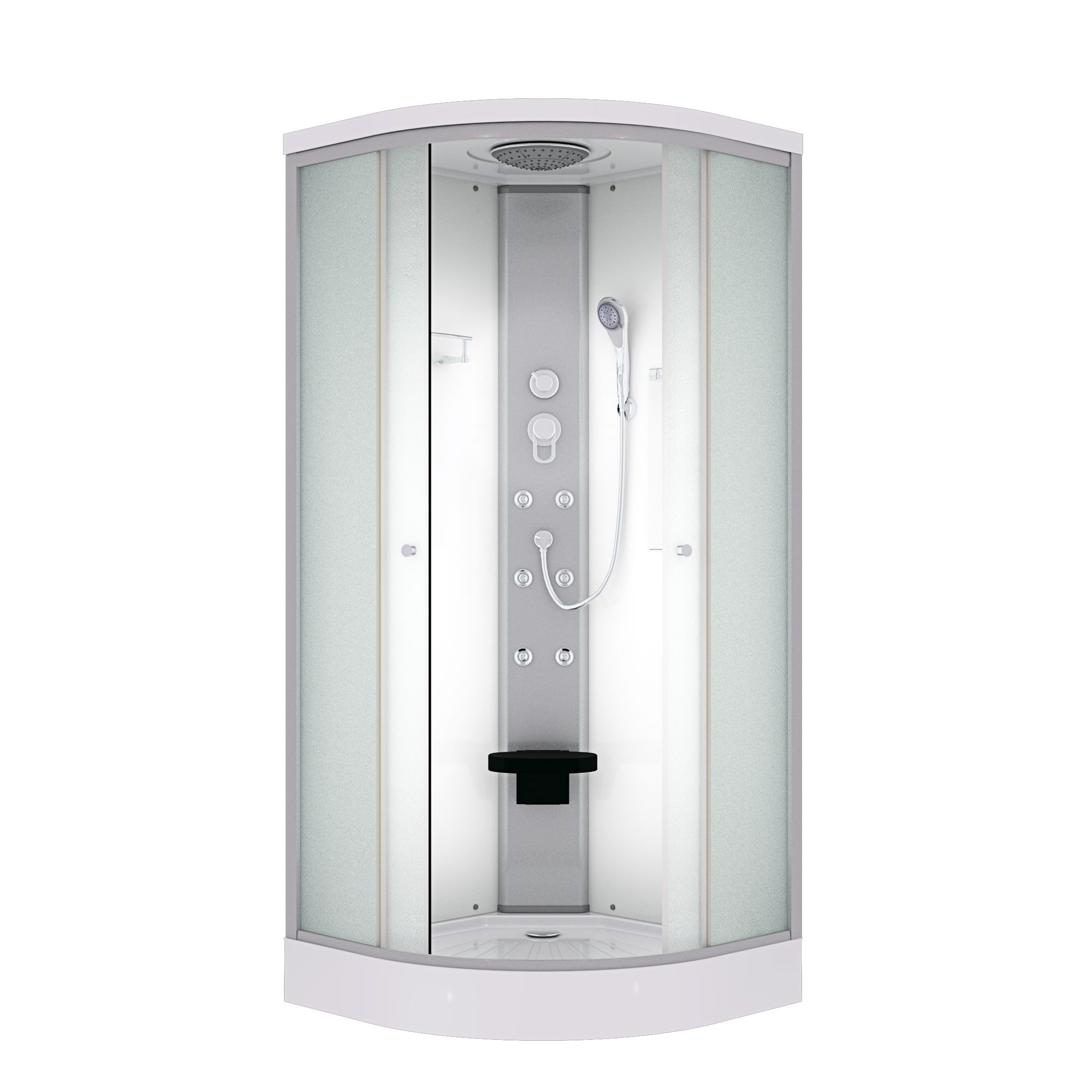 AcquaVapore Komplettdusche Dusche Fertigdusche D10-00M0 Weiß 80x80, Sicherheitsglas ESG, inklusive Duschwanne, Höhenverstellbar, Mit Bauanleitung, Mit Spiegel, Gehärtetes Glas, Inte