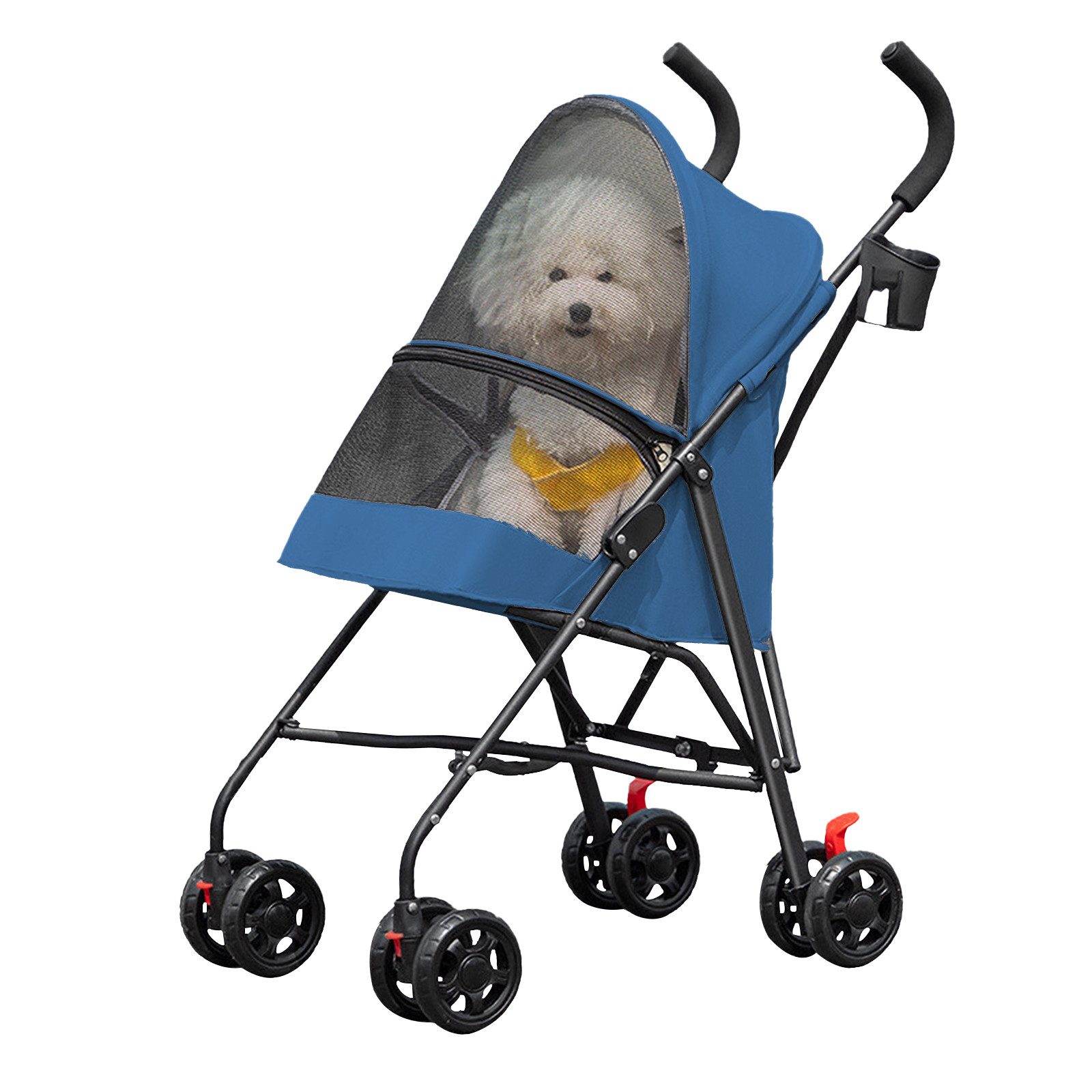 JEOBEST Hundebuggy Pets, Faltbarer Hundewagen, Katzenbuggy für kleine Hunde Katzen, Moskitonetz, Becherhalter