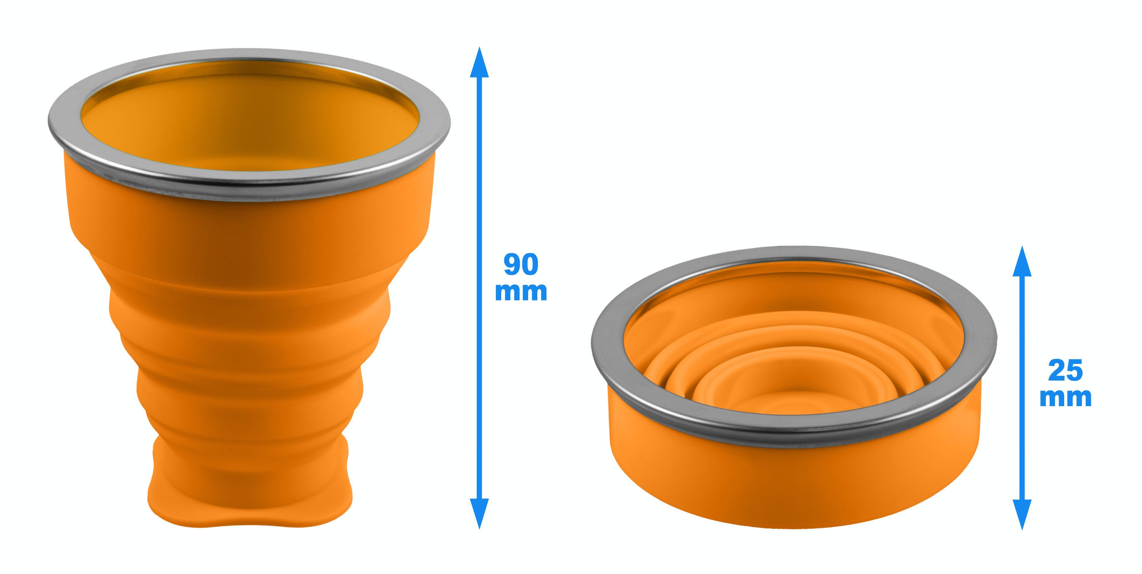 SHIBBY Becher Faltbarer Silikon-Becher - Reisetasse Camping Trinkbecher – 210ml