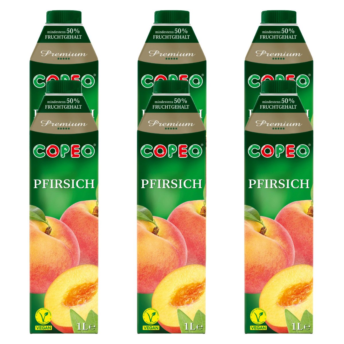Copeo Saft, COPEO Pfirsichnektar aus fruchtigen Pfirsichsorten 1000ml 6er Pack