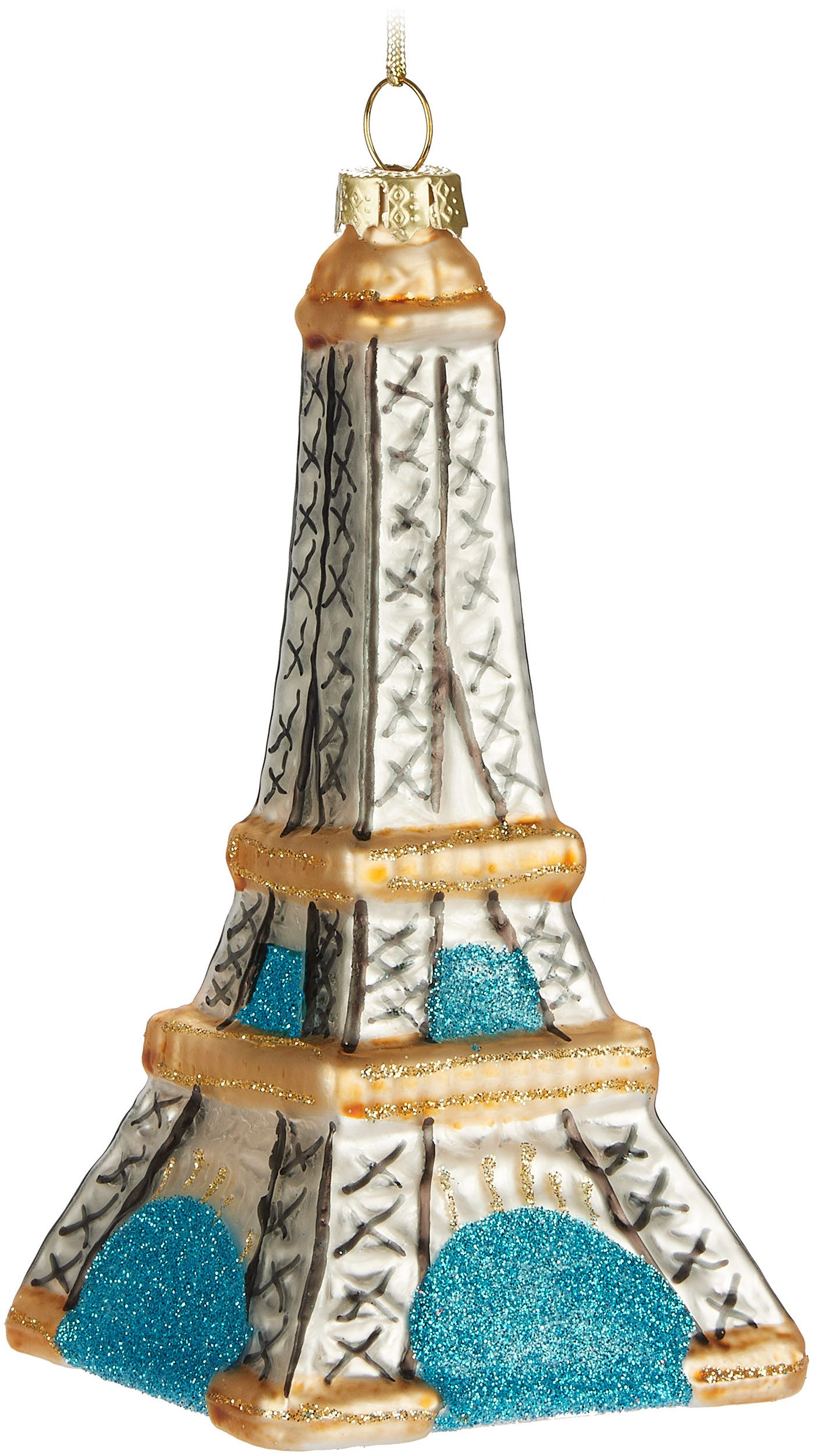 Weihnachtsbaumkugel Eiffelturm - Handbemalte Weihnachtskugel aus Glas