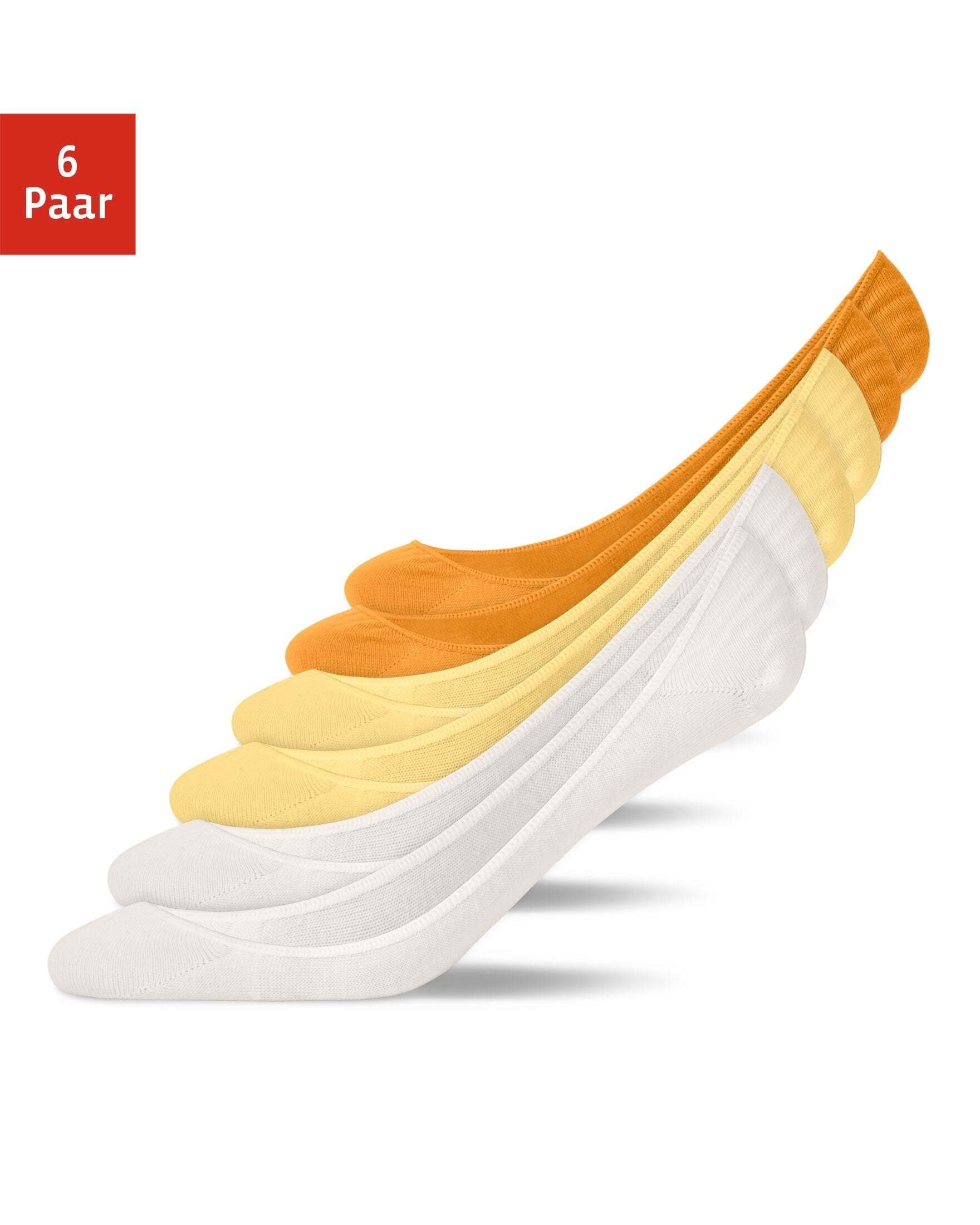 SNOCKS Füßlinge Low Cut Füßlinge Ballerina Socken (6-Paar) aus Bio-Baumwolle, perfekt für Ballerinas Mix (Orange/Gelb/Creme)