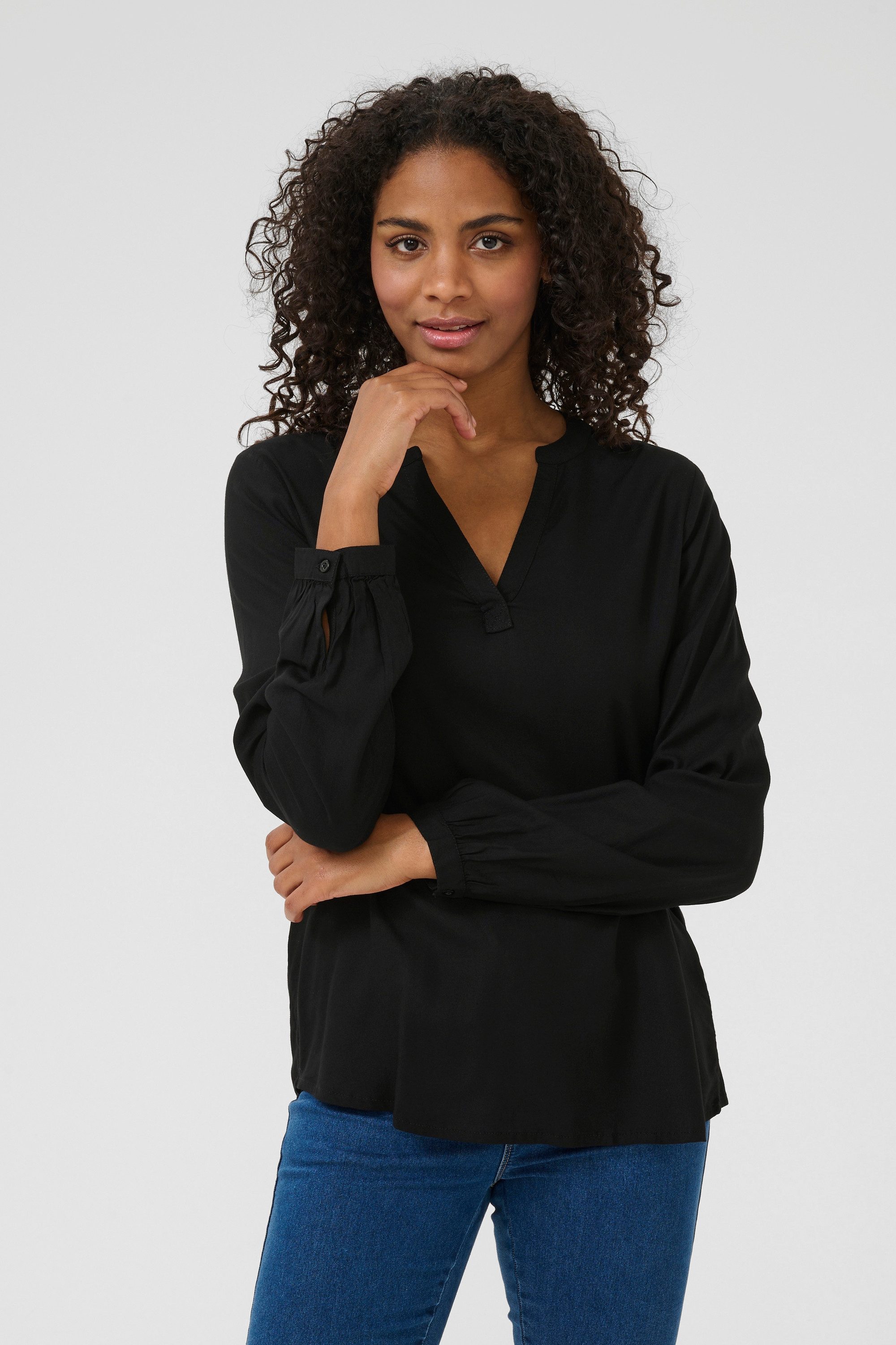 KAFFE Langarmbluse Langarm-Bluse KAcalinda