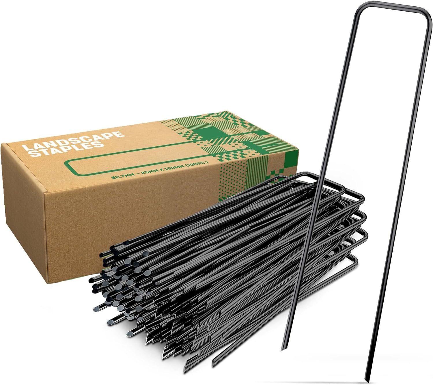 GardenGloss Bodenanker Erdanker aus Stahl Ø2.7mm - 150mm x 25mm zur Befestigung, (25-St), Spitze Enden