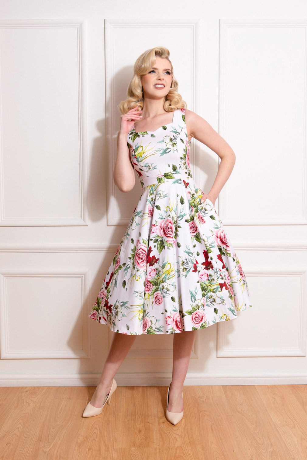 Hearts & Roses London A-Linien-Kleid Carole Floral Swing Dress Rockabella V günstig online kaufen