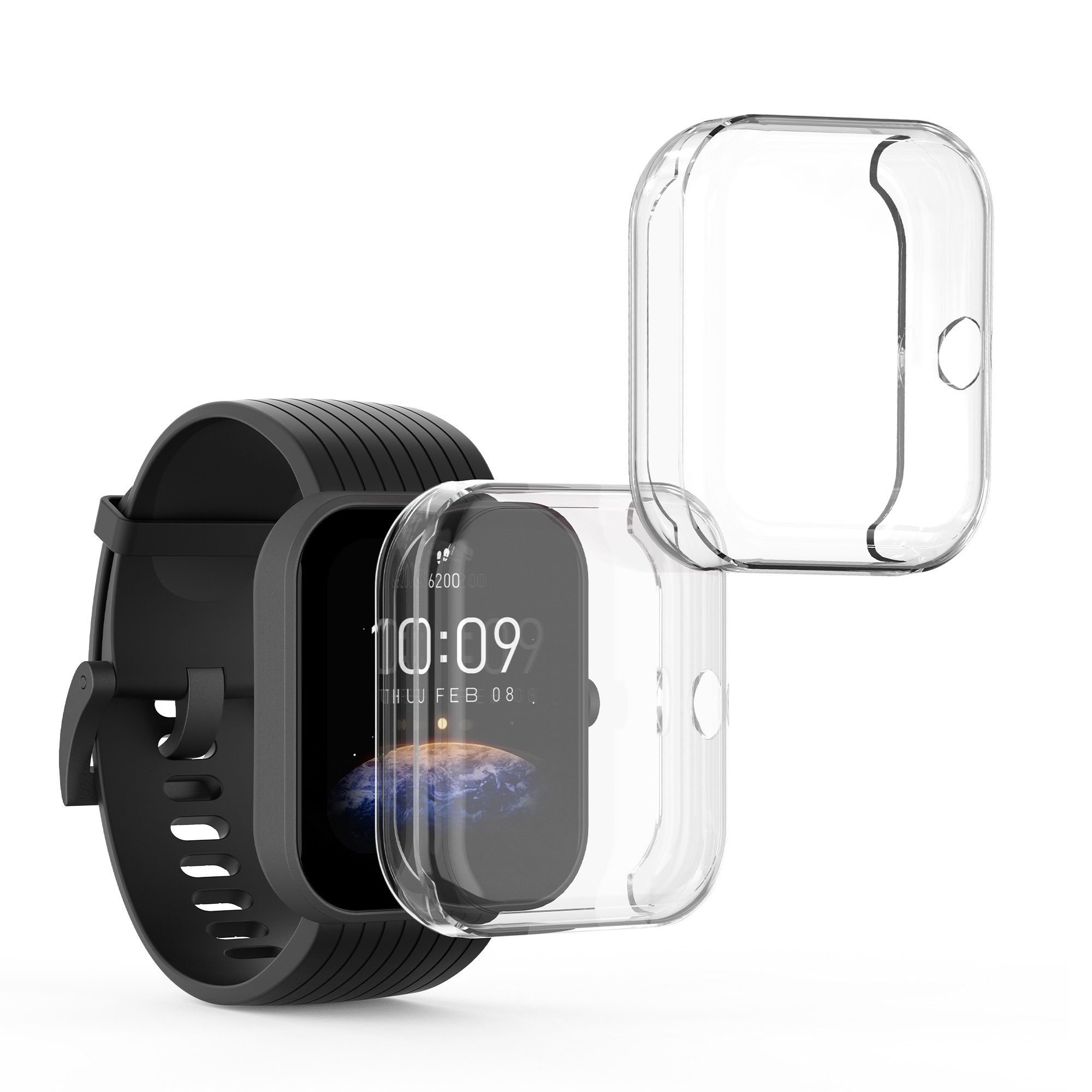 kwmobile Smartwatch-Hülle 2x Silikon Hülle für Huami Amazfit Bip 3 / Bip 3 Pro, Schutzhülle Fullbody Display Cover Set aus Silikon