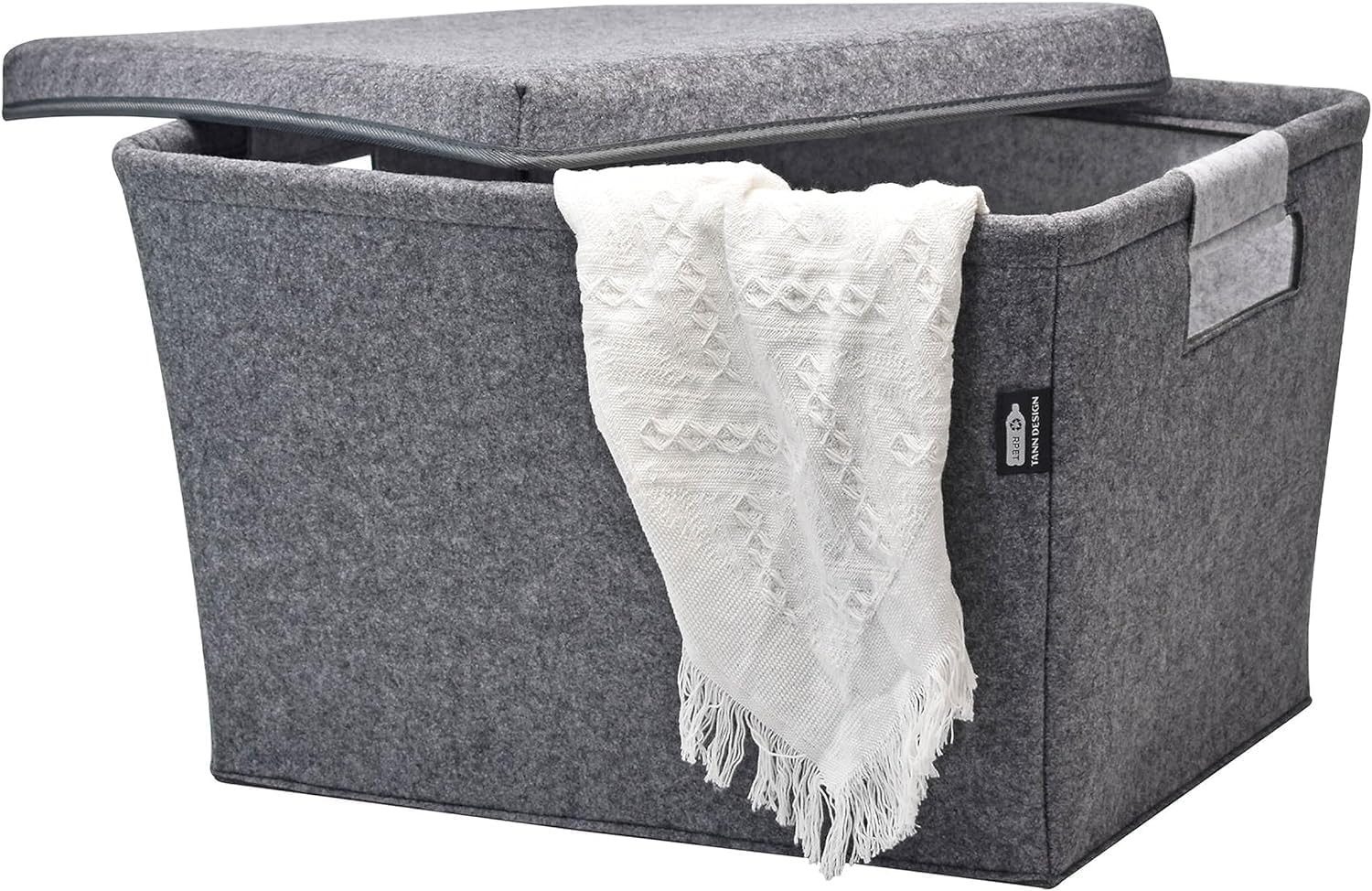 Tanndesign Wäschekorb Großer Wäschekorb 64L - Grau aus rPET Filz, mit Griff günstig online kaufen