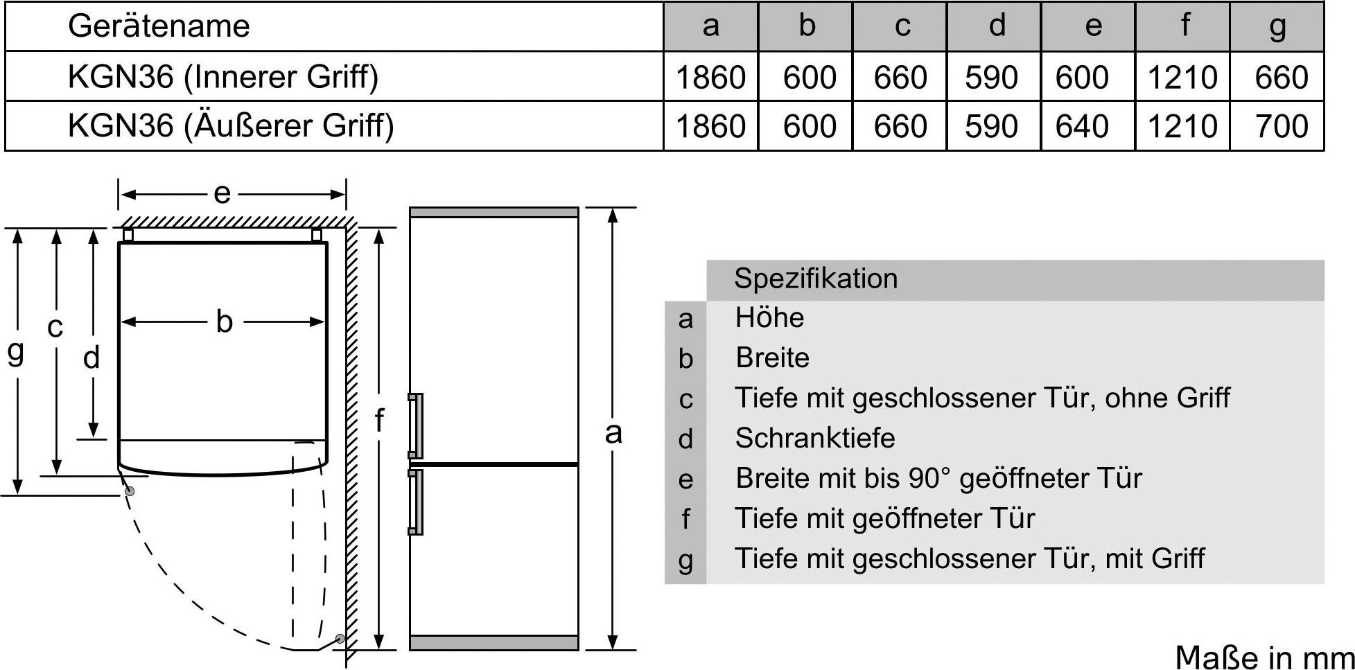 BOSCH Kühl-/Gefrierkombination 186 breit 60 KGN36NLEA, cm hoch, 2 optik cm edelstahl
