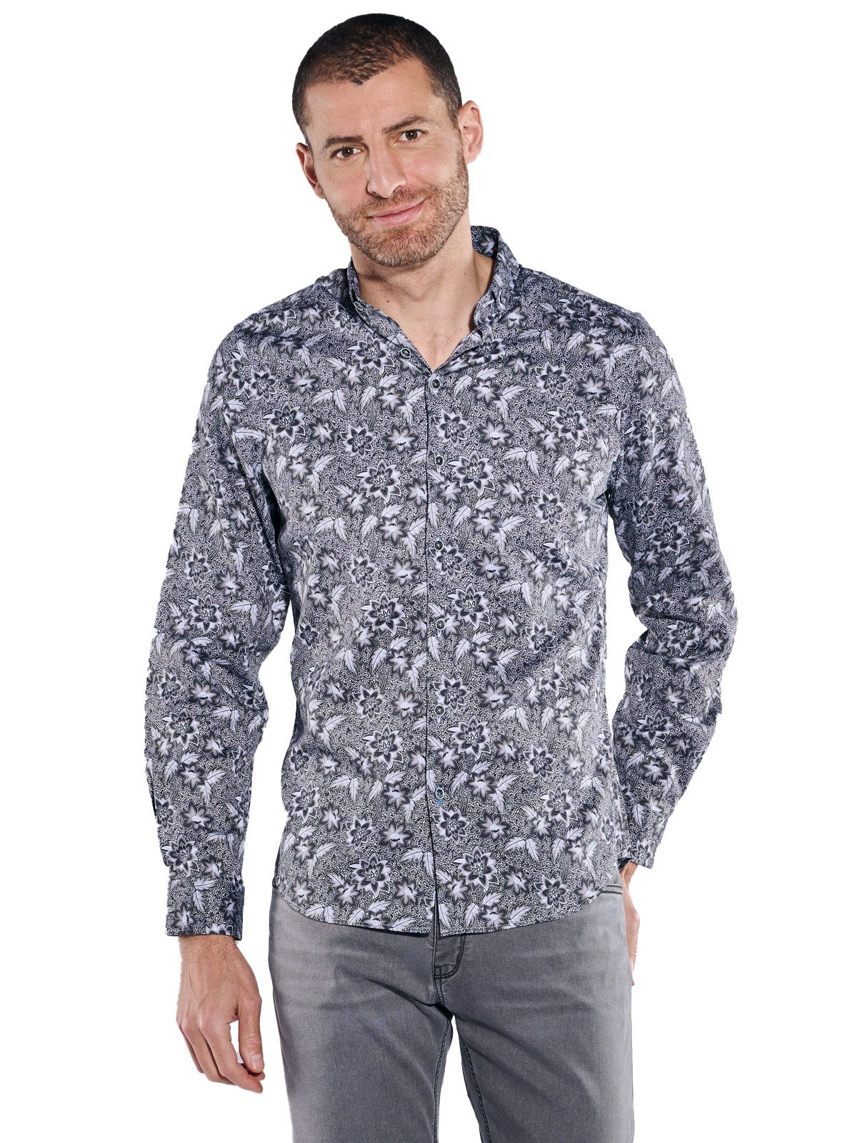 Langarmhemd Langarm-Hemd in Satin-Warenqualität