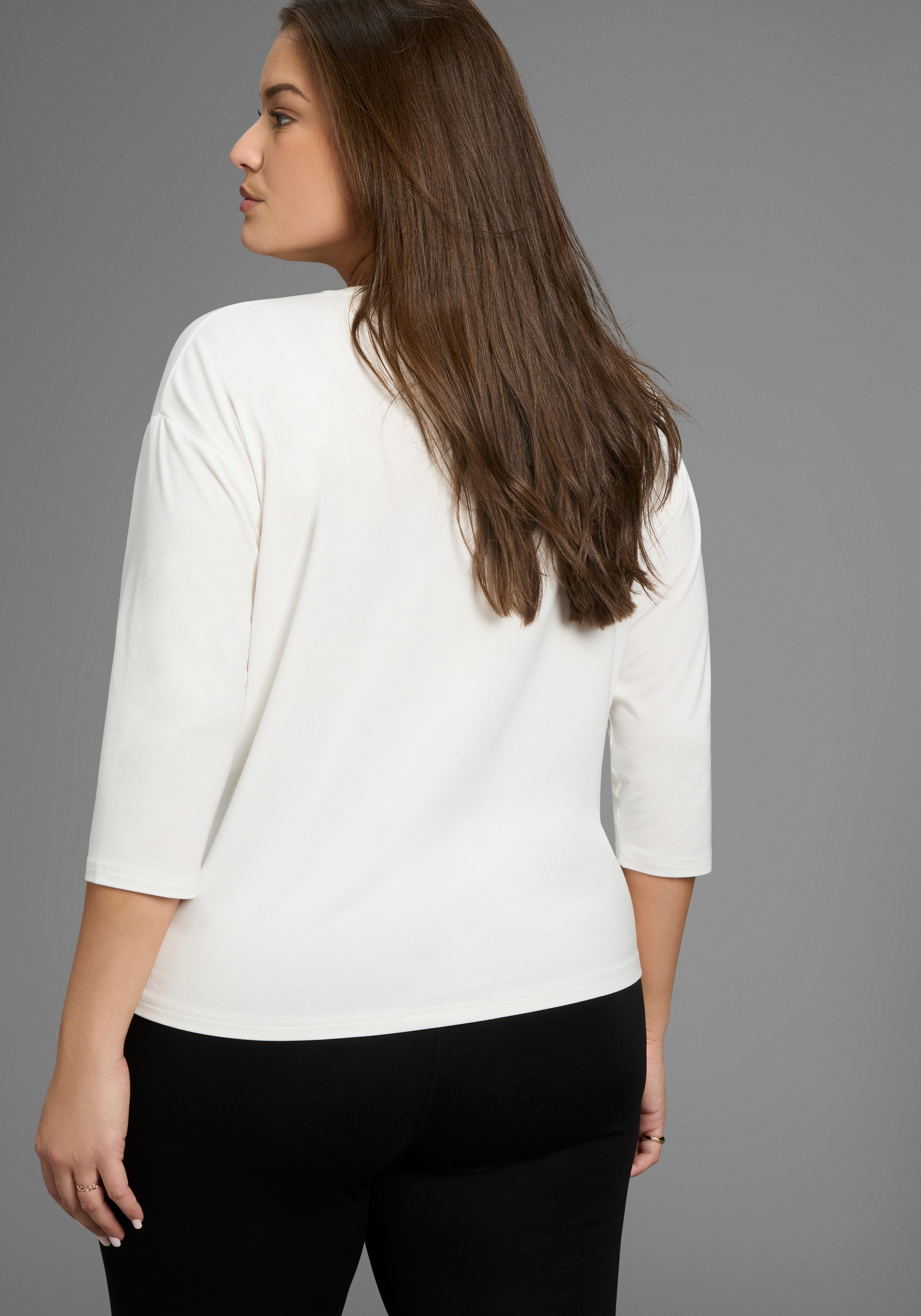 Laura Scott CURVE 3/4-Arm-Shirt mit V-Ausschnitt günstig online kaufen