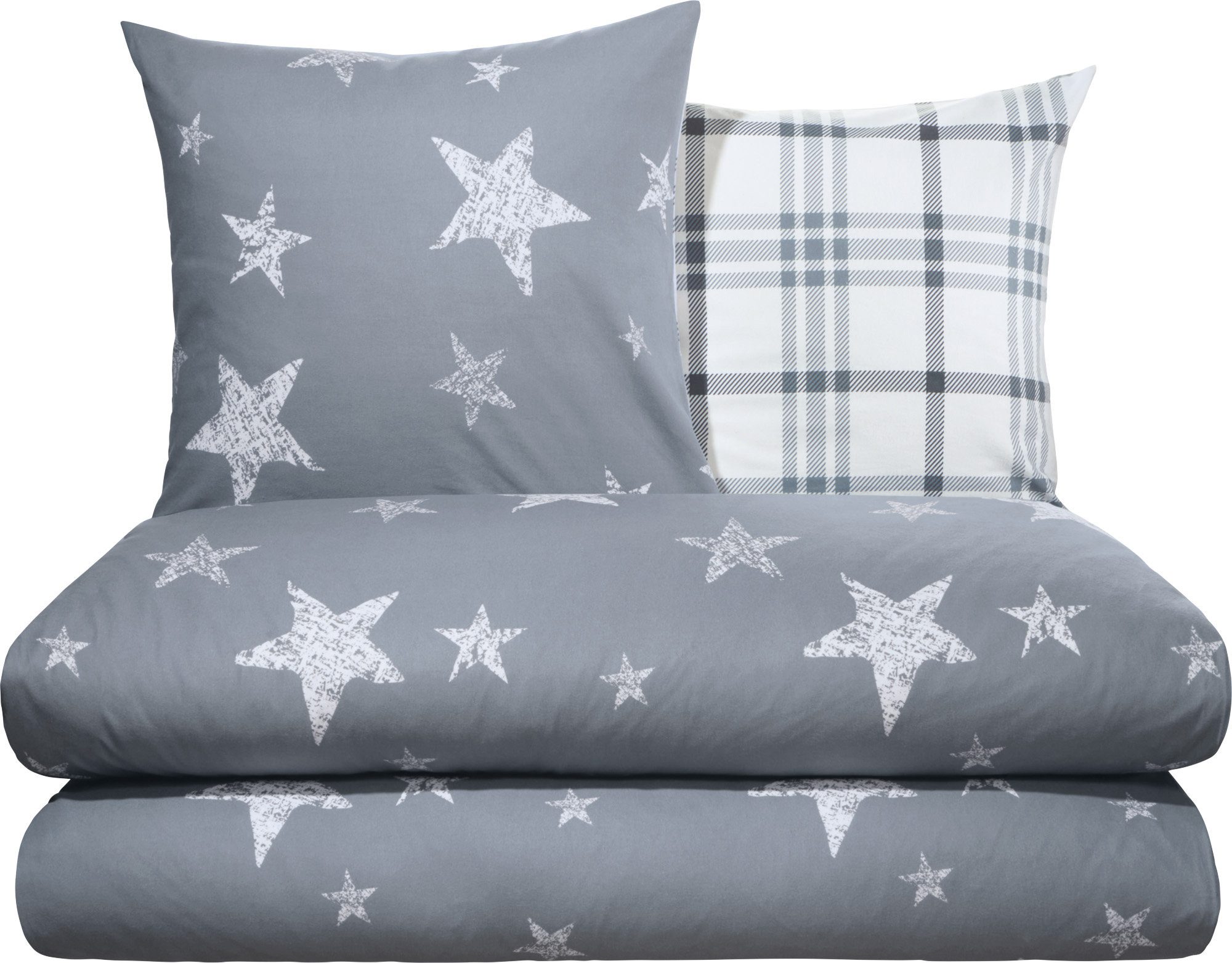 Erwin Müller Bettwäsche Wendebettwäsche Sparpaket 4-teilig, Baumwolle, Karo günstig online kaufen