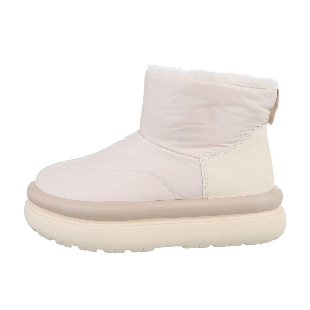 Ital-Design Damen Snowboots Freizeit Snowboots Flach Plateaustiefeletten in Creme