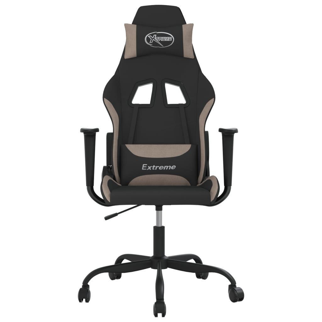 furnicato Gaming-Stuhl Schwarz und Taupe 65 x 62,5 x (120-130) cm (1 St), Sessel mit Massagefunktion, Liegefunktion und höhenverstellbar