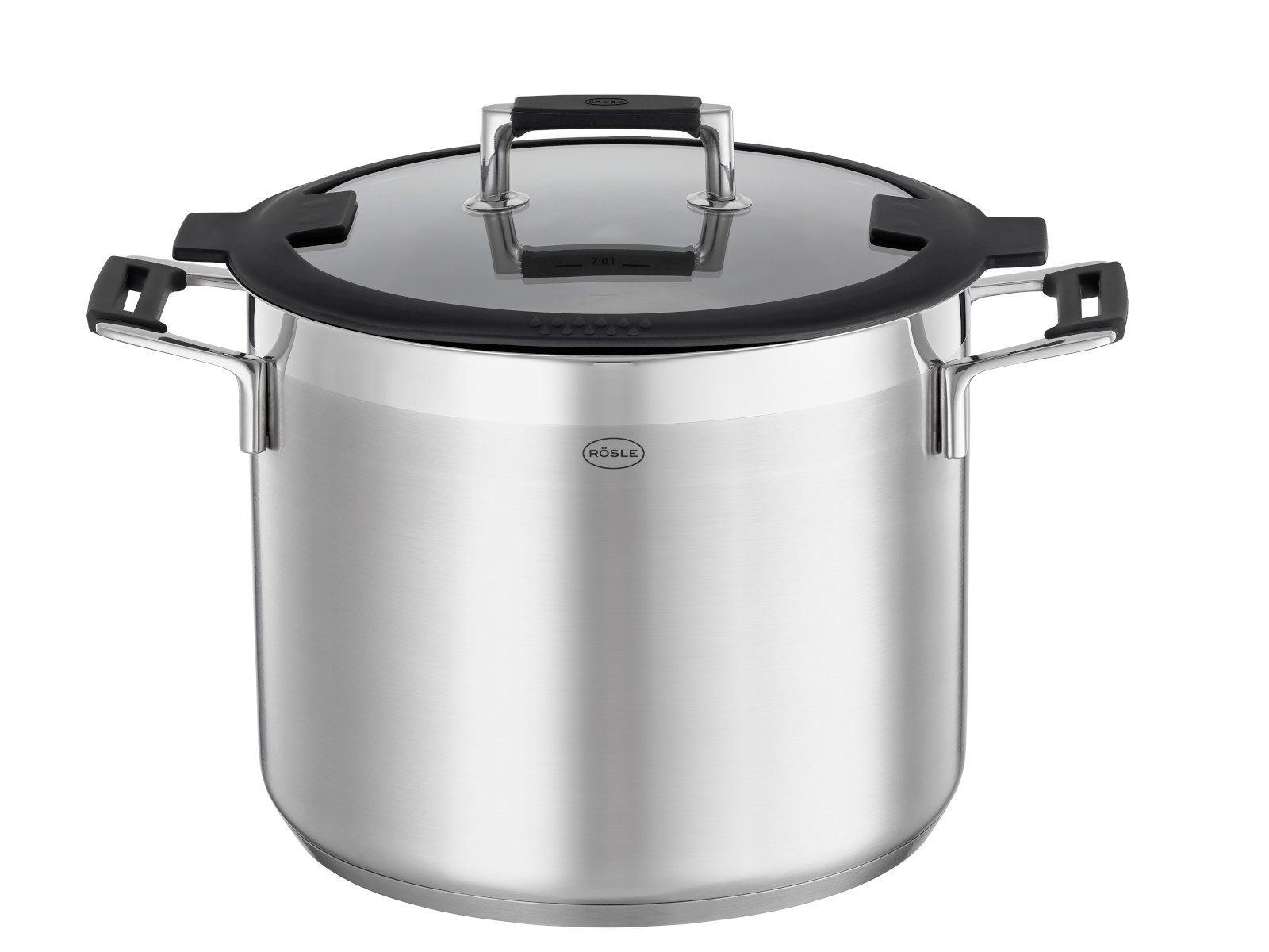 RÖSLE Kochtopf Silence® Pro Kochtopf hoch mit Deckel 24 cm, Edelstahl 18/10, Gemüse- und Suppentopf SILENCE PRO Ø 24 cm, hoch