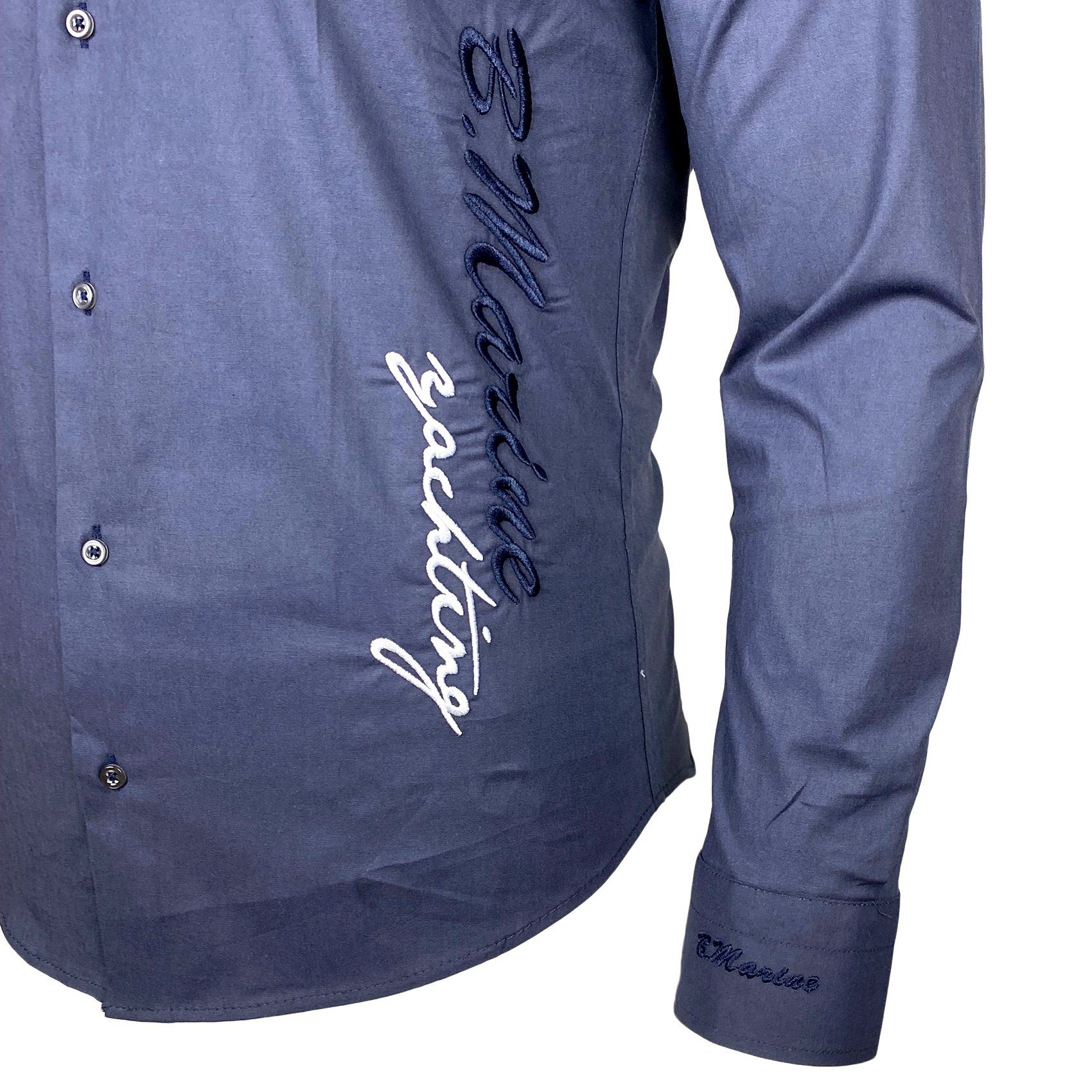 Baxboy Langarmhemd Baxboy Edel Dezent Herren Hemd Stickerei Hemden Kontrast Langarm B-508