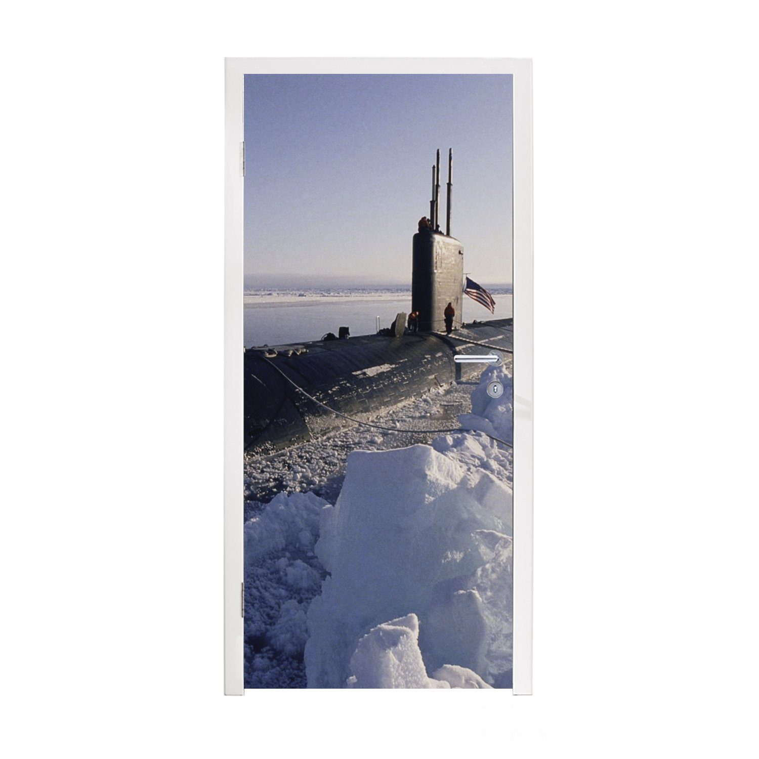 MuchoWow Türtapete Ein U-Boot am Nordpol, Matt, bedruckt, (1 St), Fototapete für Tür, Türaufkleber, 75x205 cm