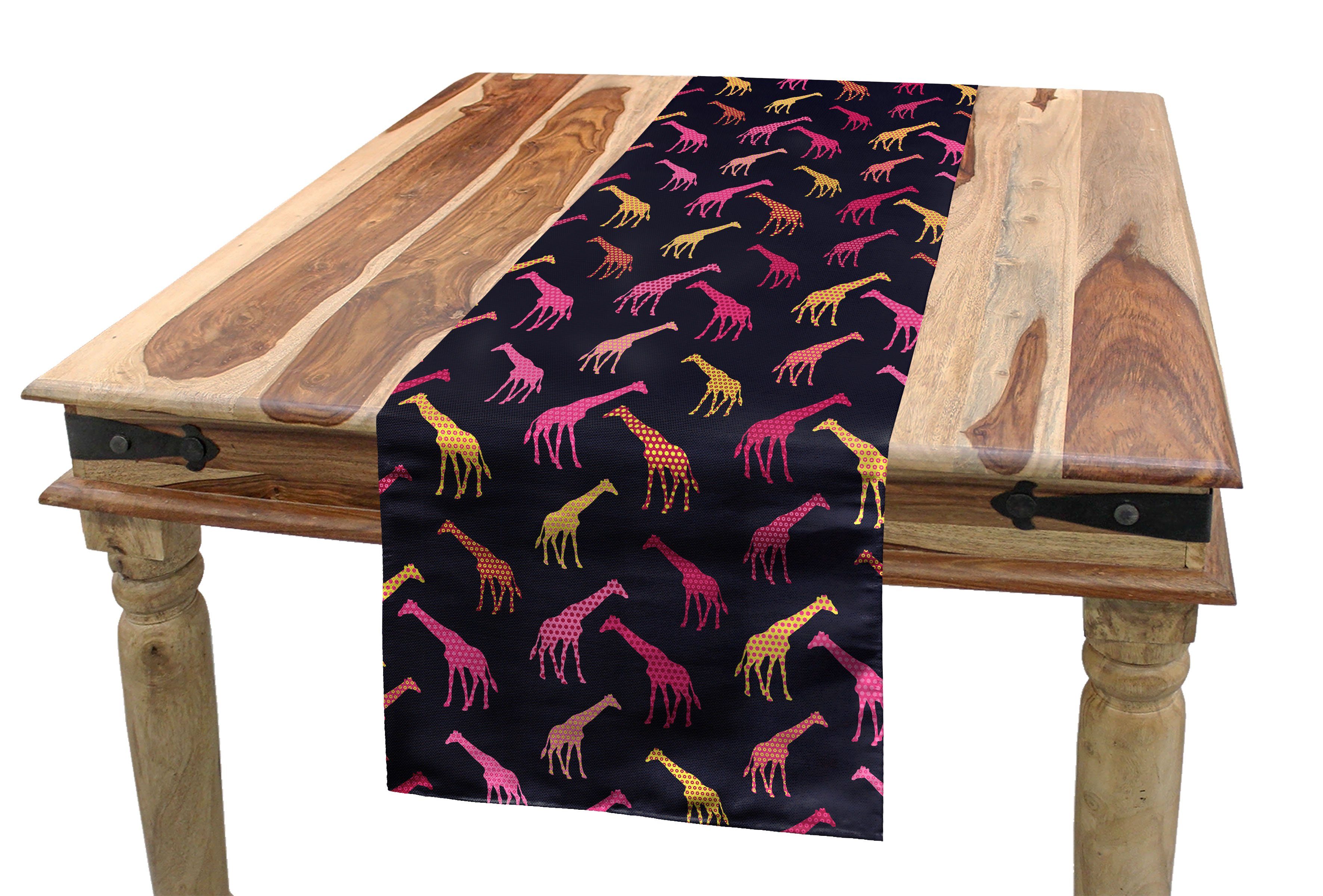 Abakuhaus Tischläufer Esszimmer Küche Rechteckiger Dekorativer Tischläufer, Giraffe Dots Farbe Silhouetten